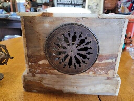 French Onix Mantel Clock Meuaille Vingenti Top Damage