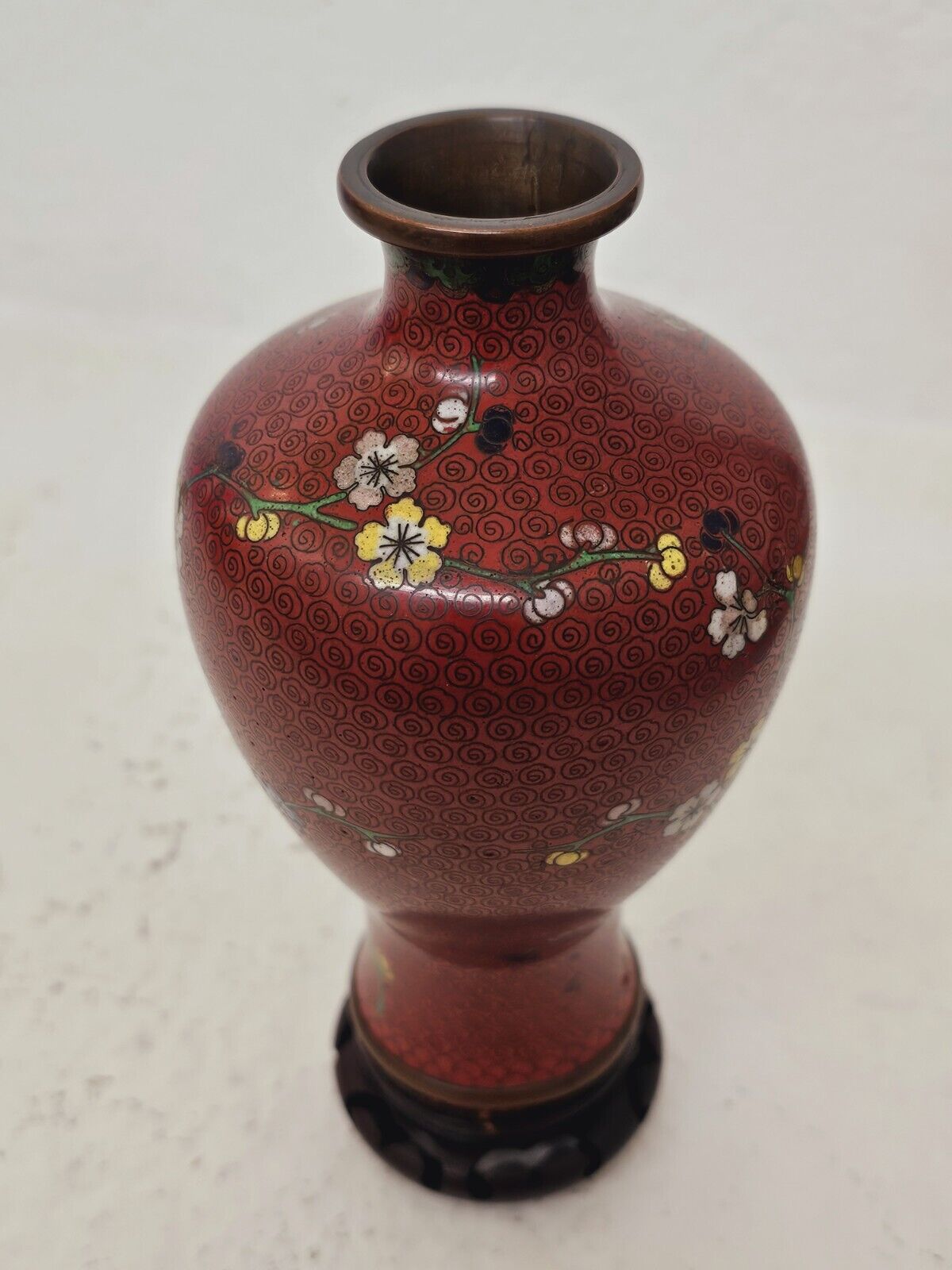 Edo Era 1700s Antique Cloisonne Ginbari Vase 7" X 4