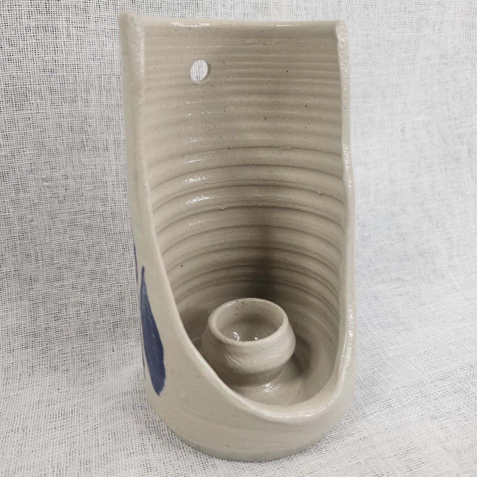 Blue Salt Glaze Williamsburg Pottery Wall Sconce Candle Holder