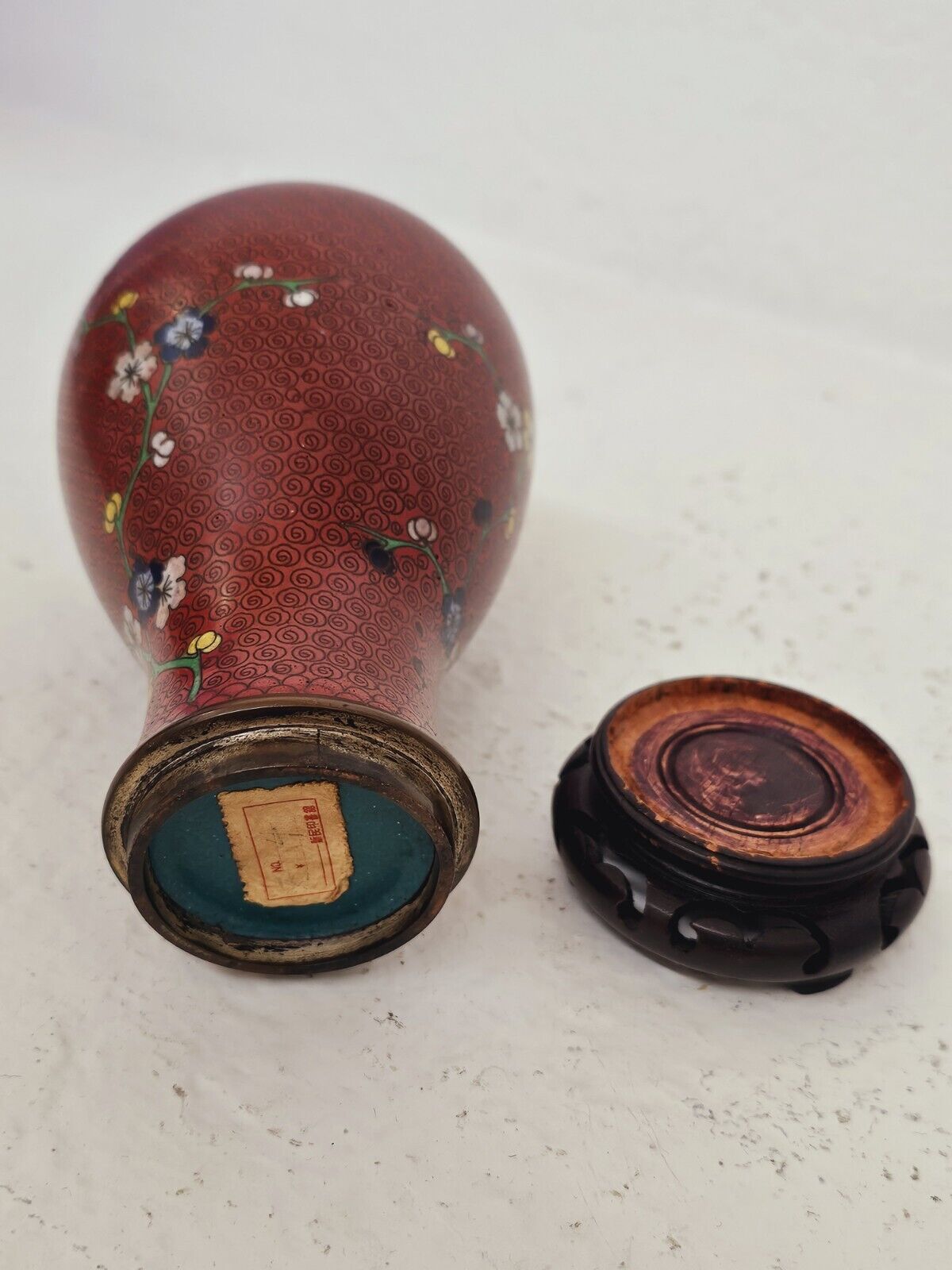 Edo Era 1700s Antique Cloisonne Ginbari Vase 7" X 4