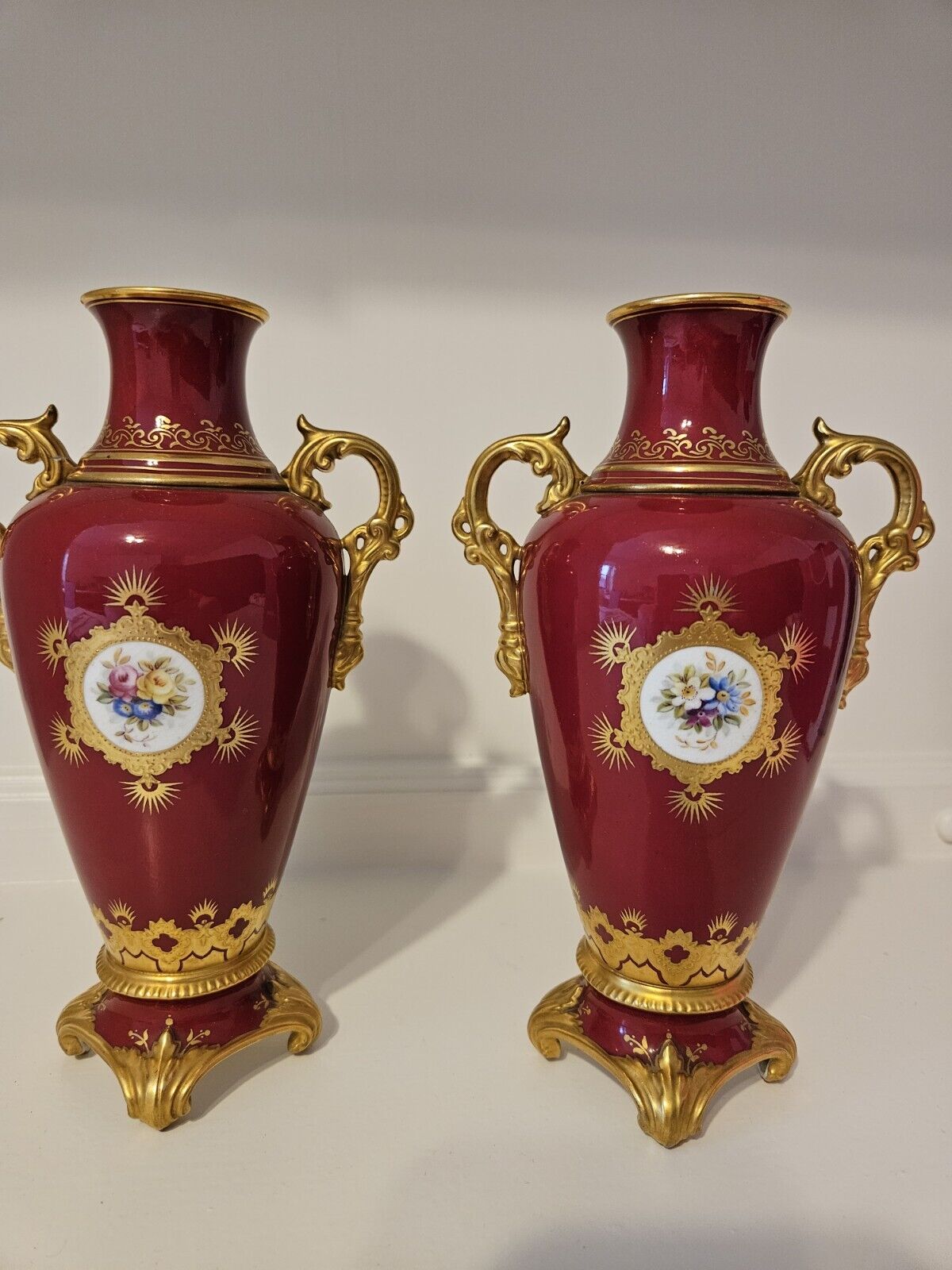 Antique Vases Coalport Porcelain circa 1700's Scotland +