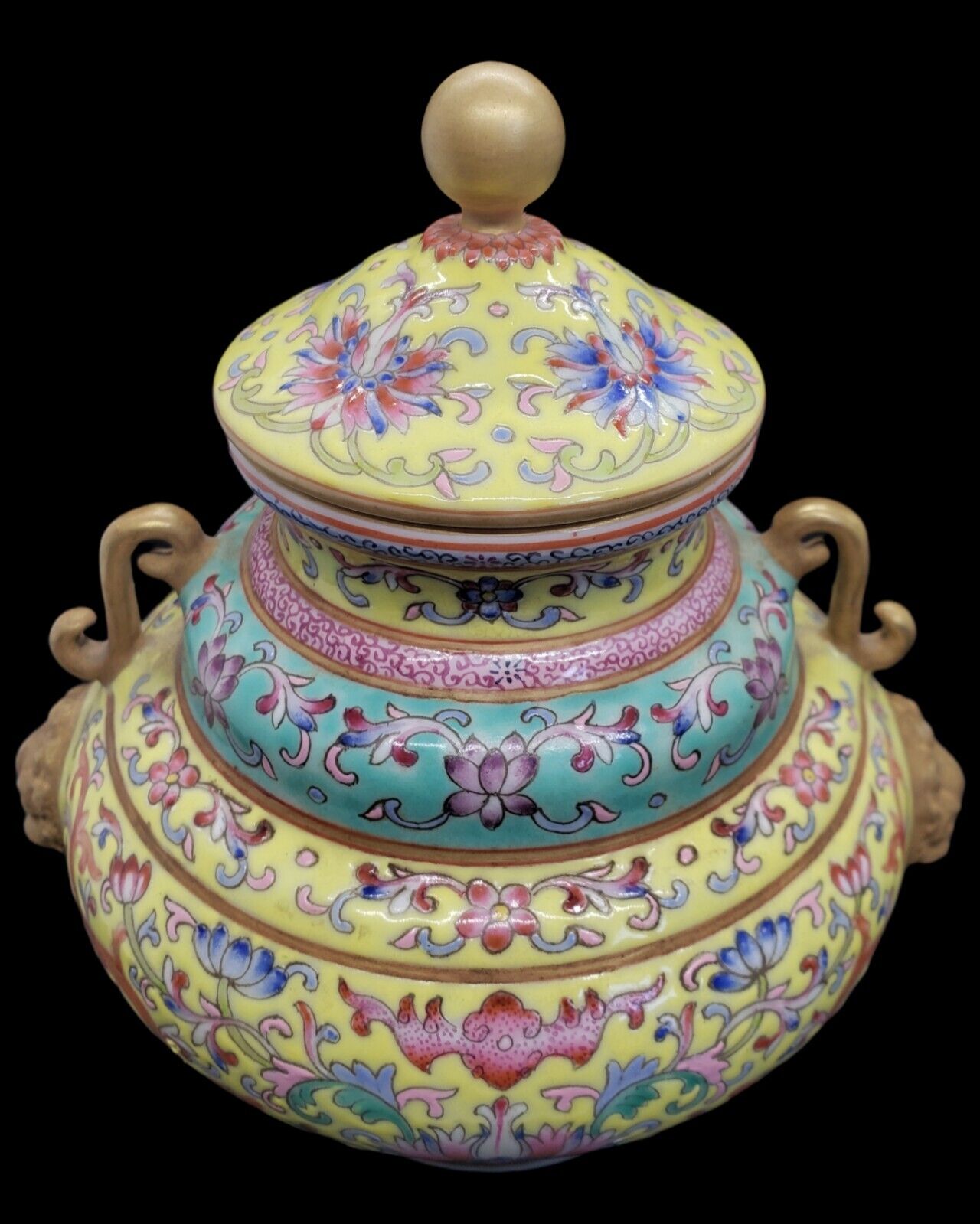 1700s Qianlong Famille Rose Yellow Ground Lotus Vase