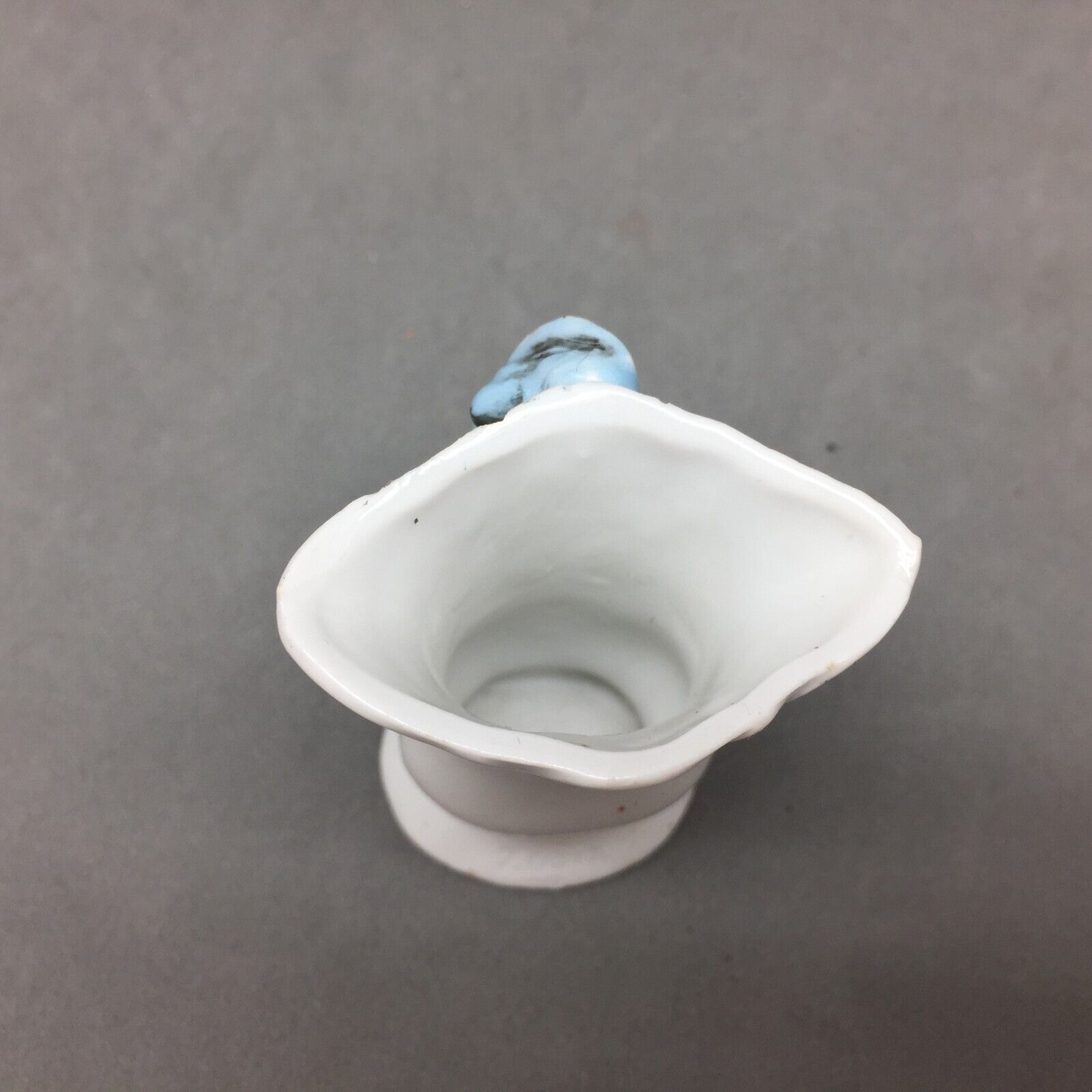 German Porcelain Toothpick Holder Miniature Vase Blue Lady