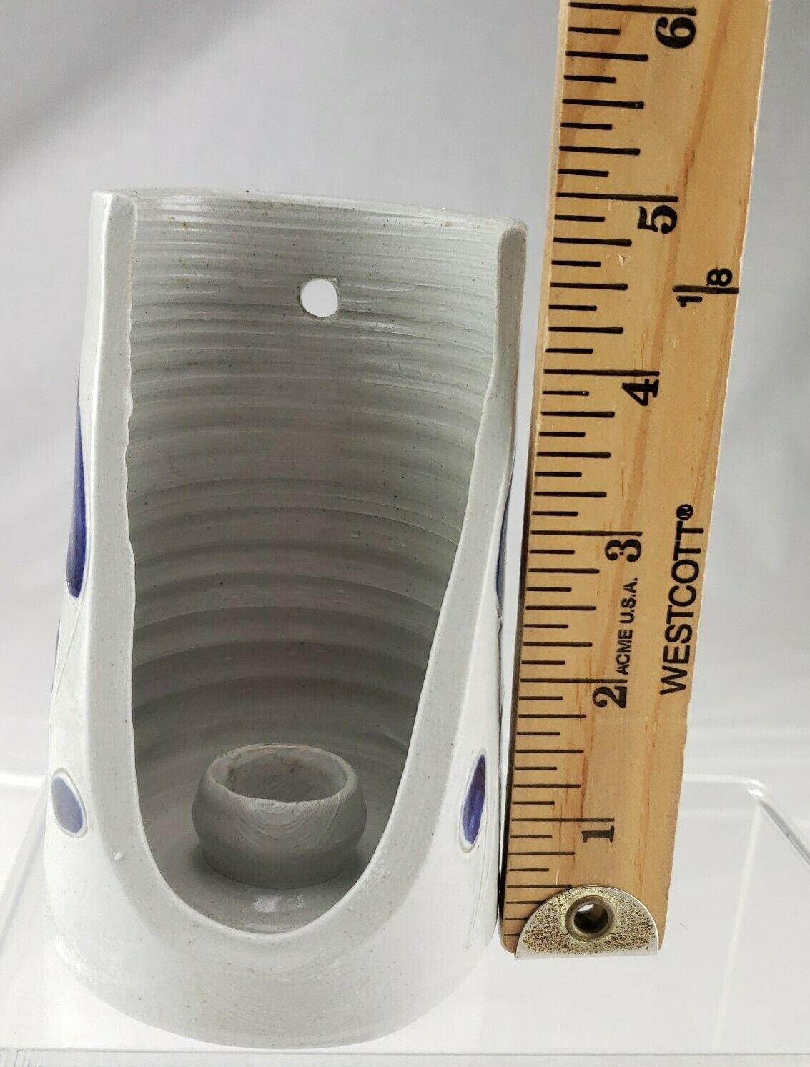 5" Williamsburg Pottery Hand Thrown Blue Sconce Candle