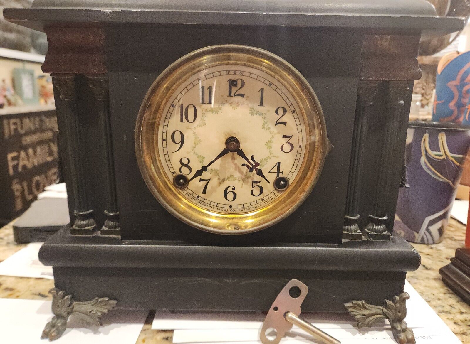 Early 1900's Sessions Skeleton Mantle Clock
