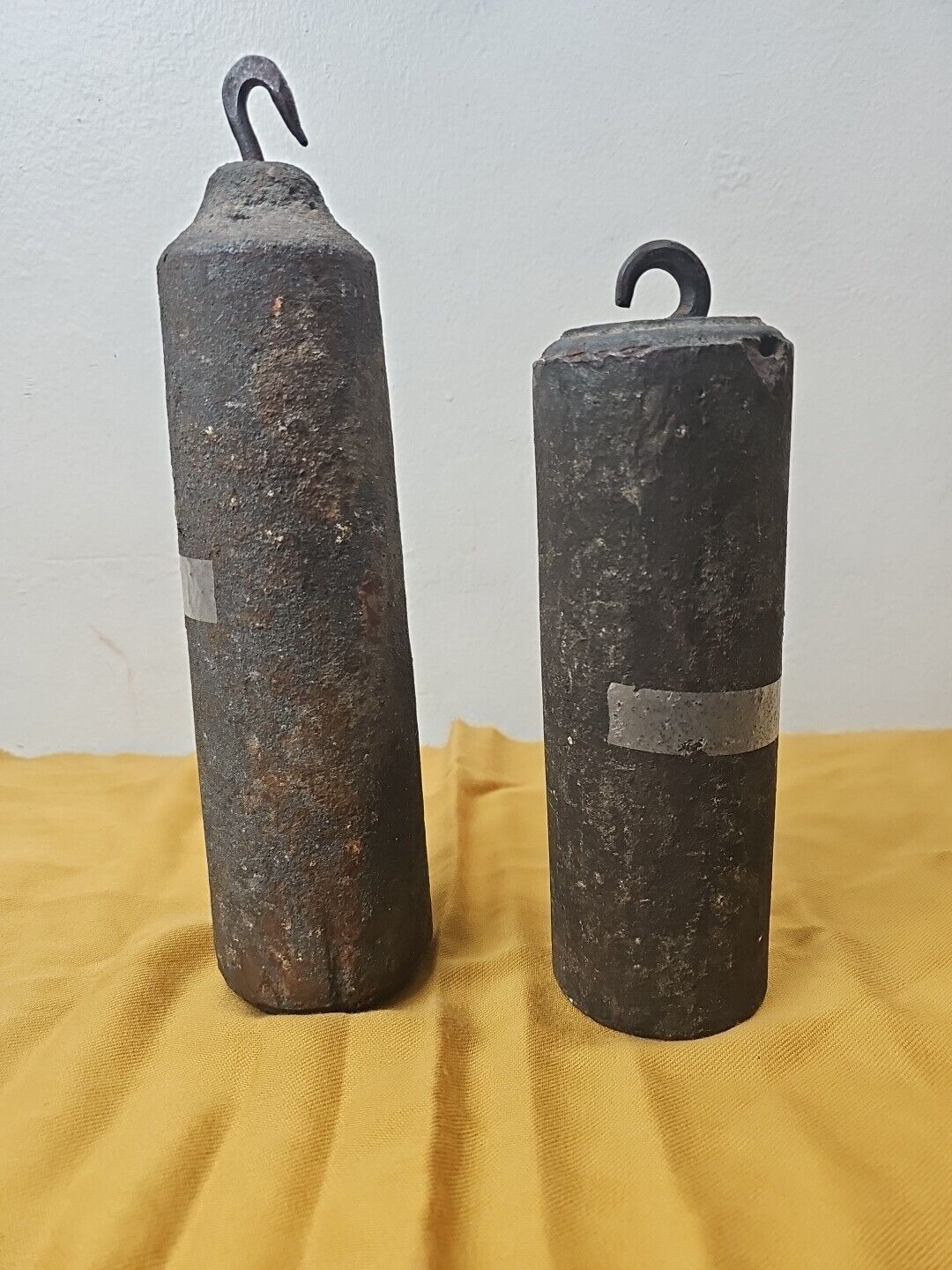 Antique Grandfather Clock Weights Pair - 1800s - 15.2lbs