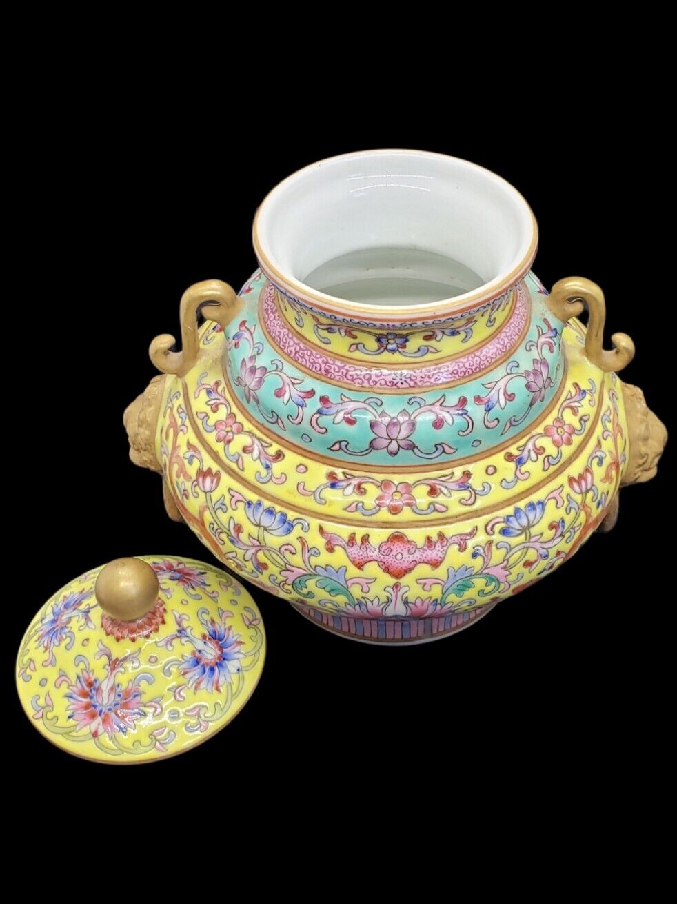 1700s Qianlong Famille Rose Yellow Ground Lotus Vase