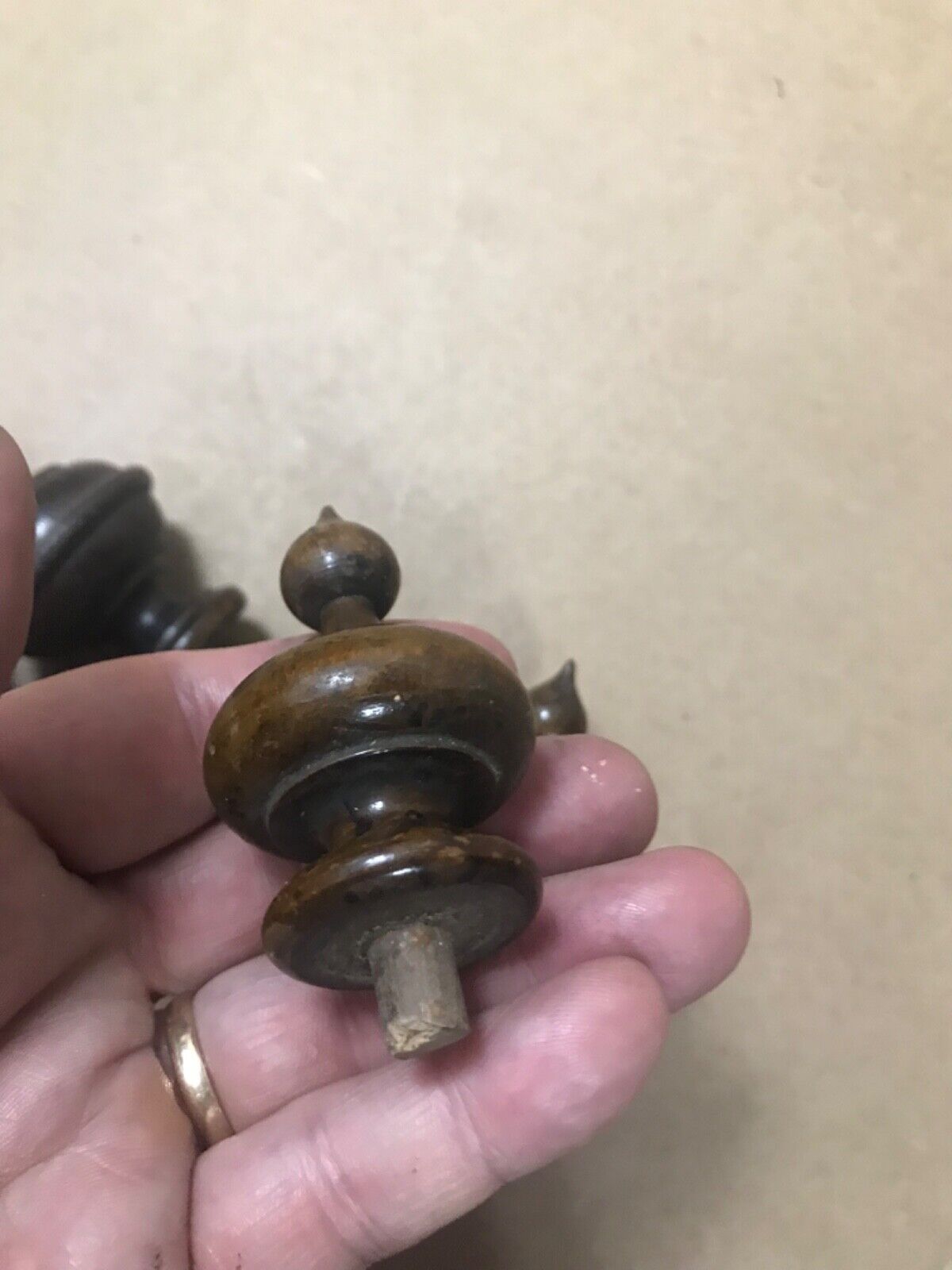 19th Century Mahogany Finial Turned Clock/Bed Finial