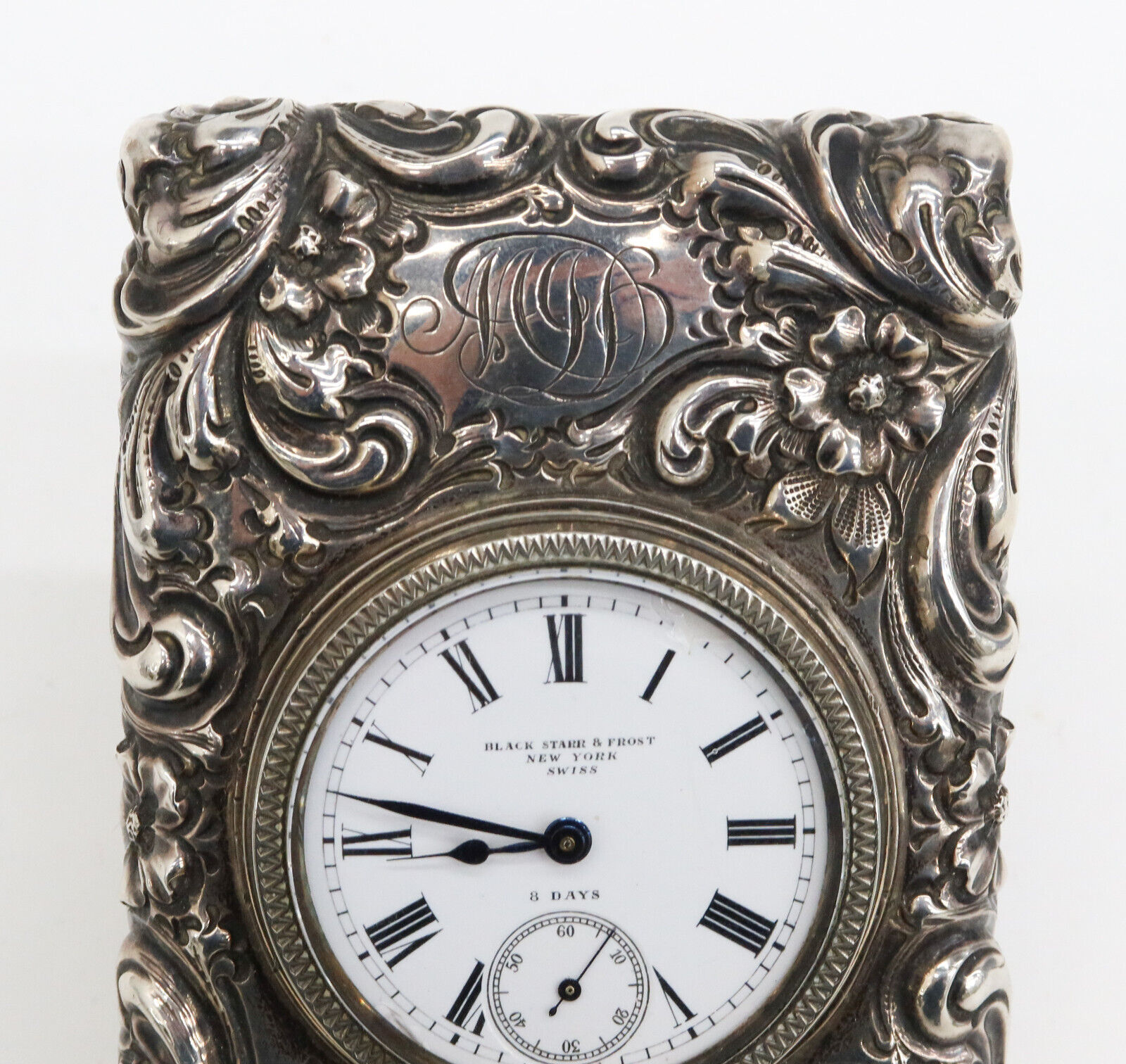 Antique Swiss Sterling Silver Clock Paperweight, c. 1900