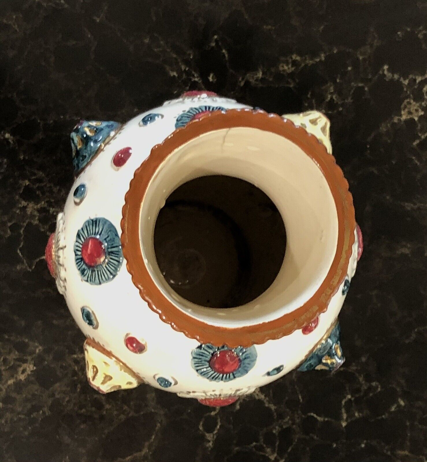 Victorian Majolica Pottery Vase Late 1800s Pomeii