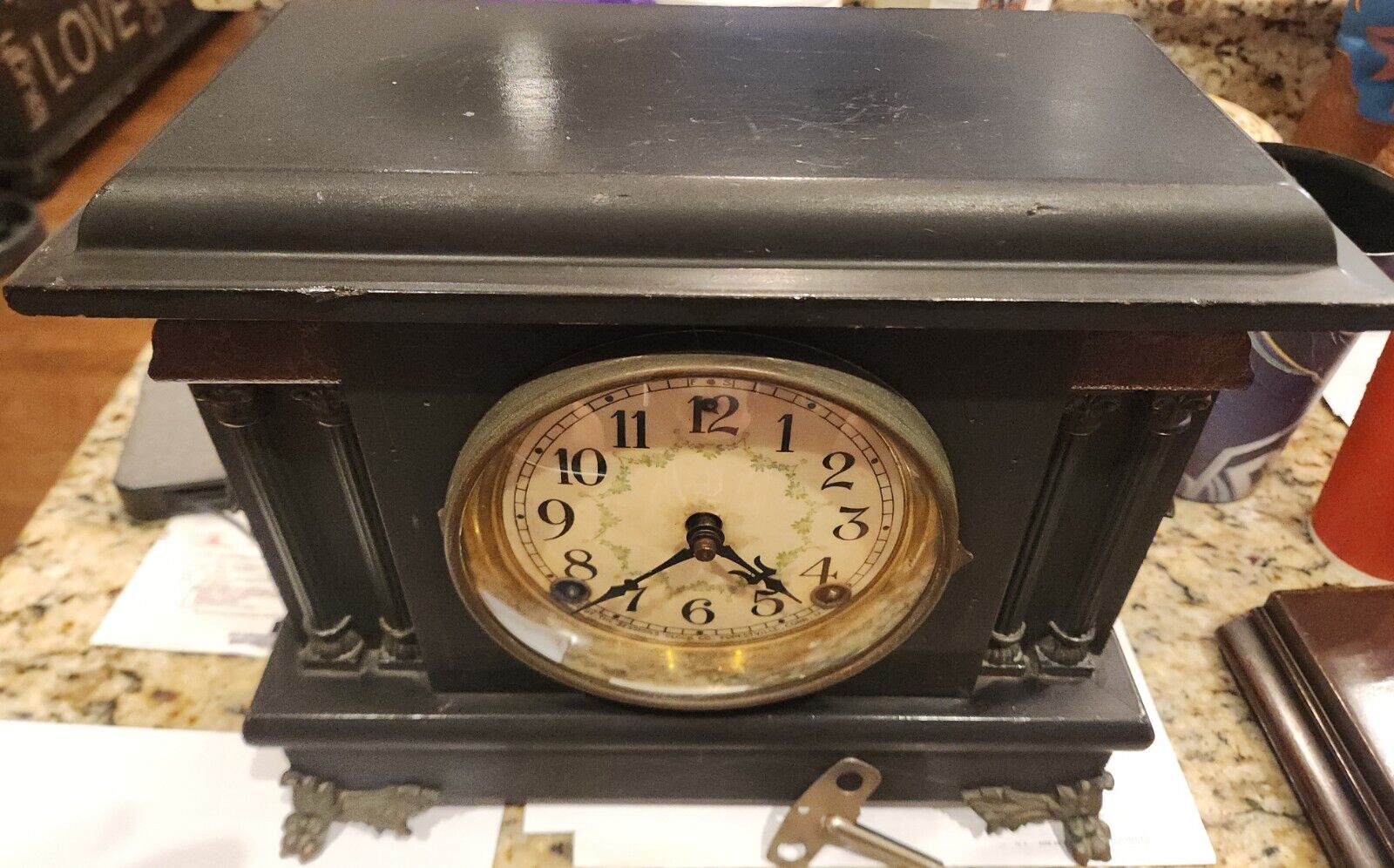 Early 1900's Sessions Skeleton Mantle Clock