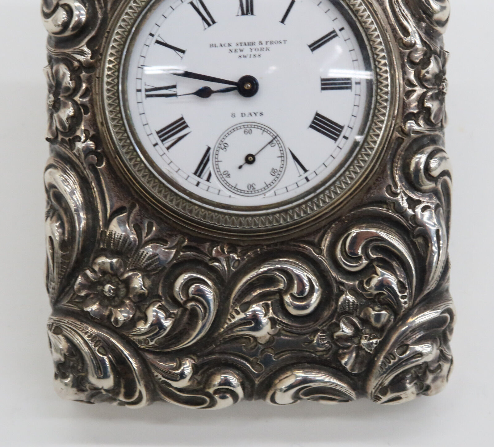 Antique Swiss Sterling Silver Clock Paperweight, c. 1900