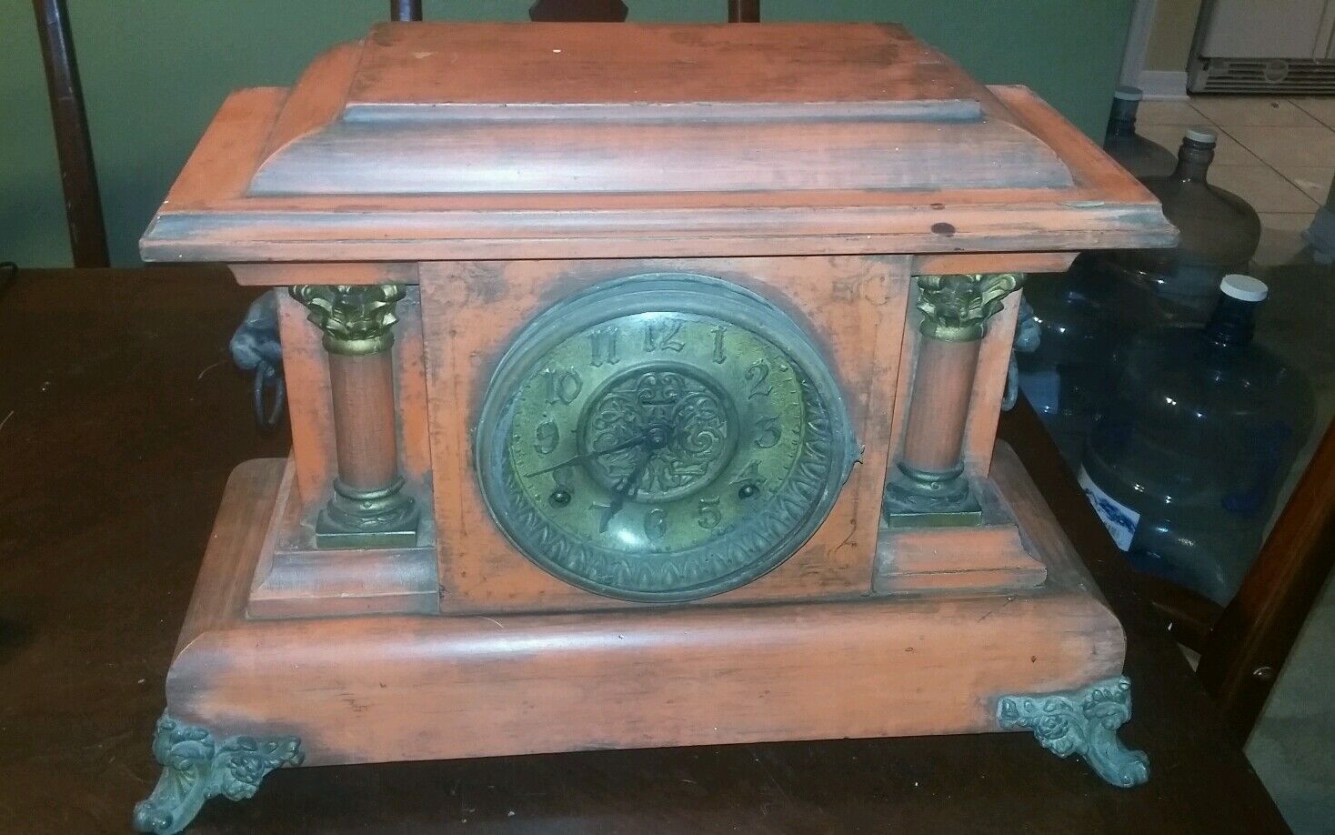 1800s Adamantine Clock with Stunning Shabby Chic Design