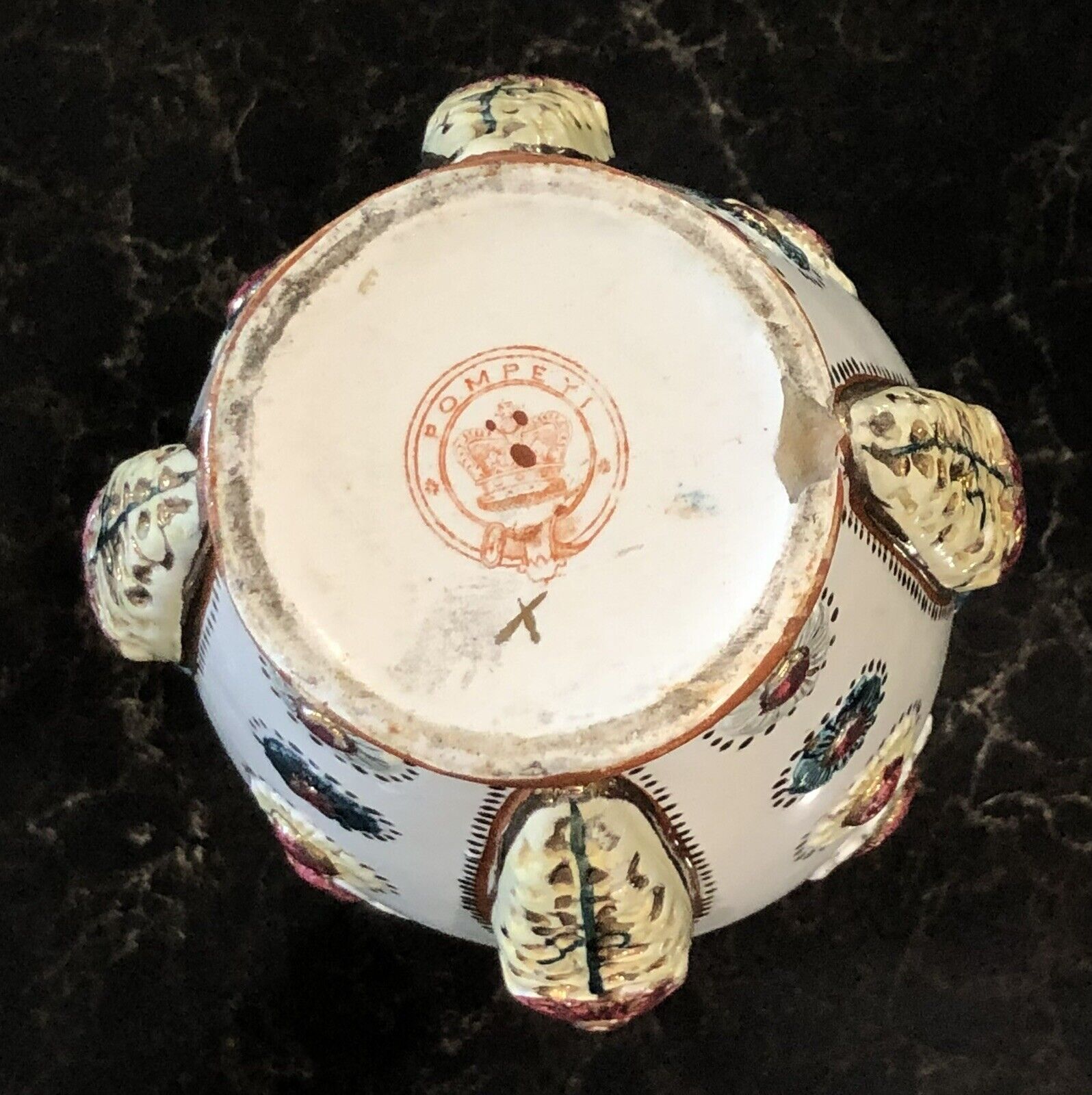 Victorian Majolica Pottery Vase Late 1800s Pomeii
