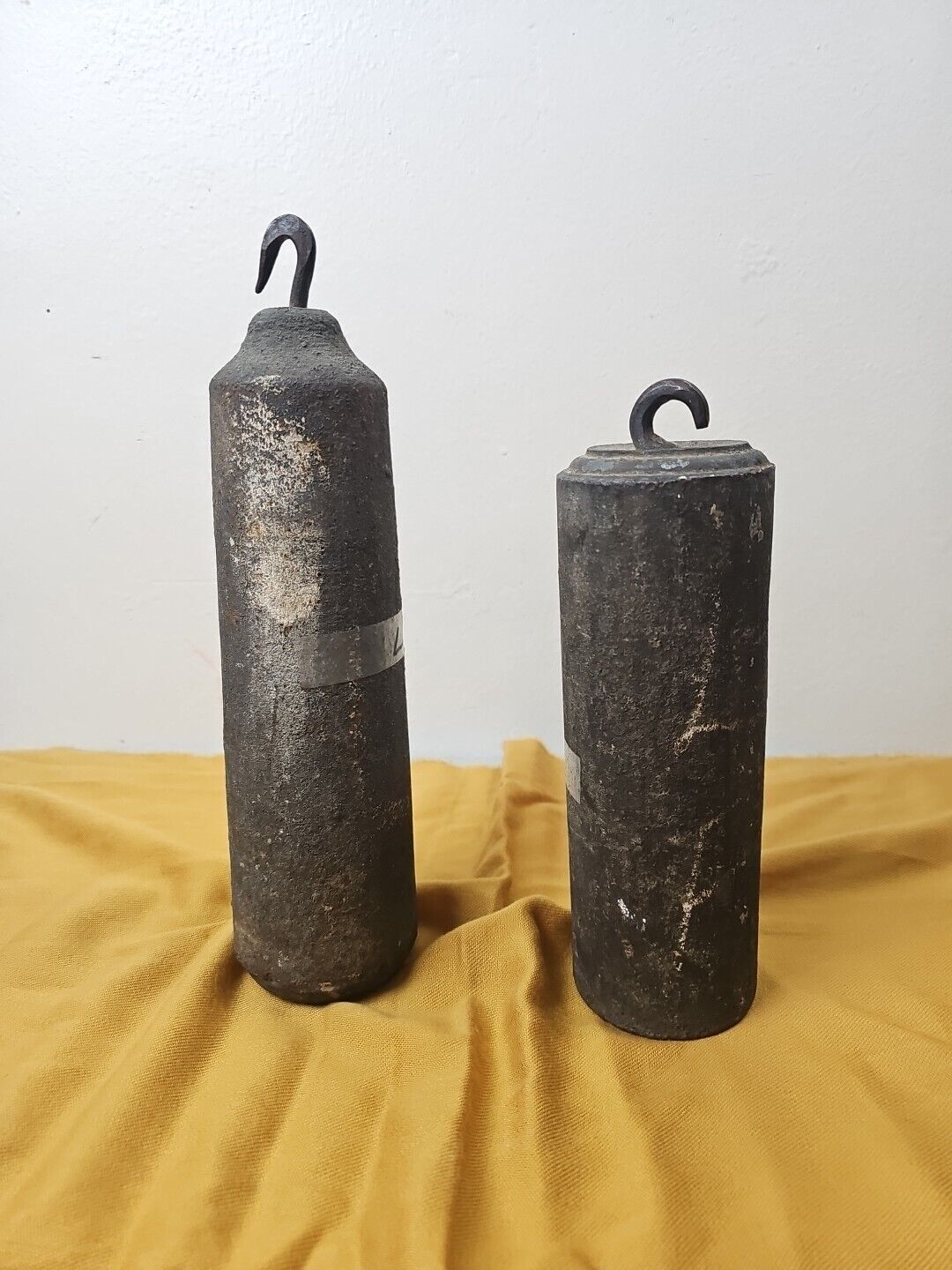 Antique Grandfather Clock Weights Pair - 1800s - 15.2lbs