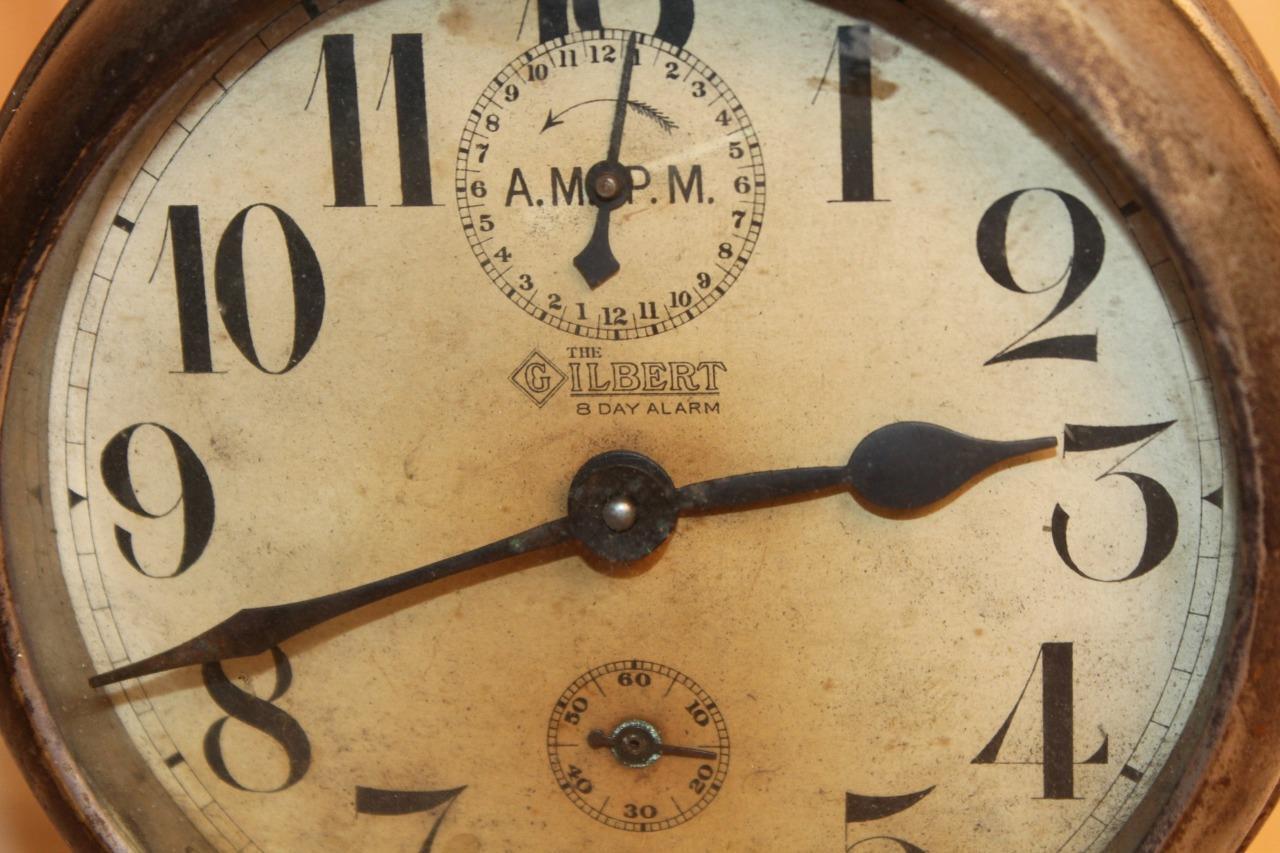 Gilbert 8 Day Peg Leg Alarm Clock, Late 1800's