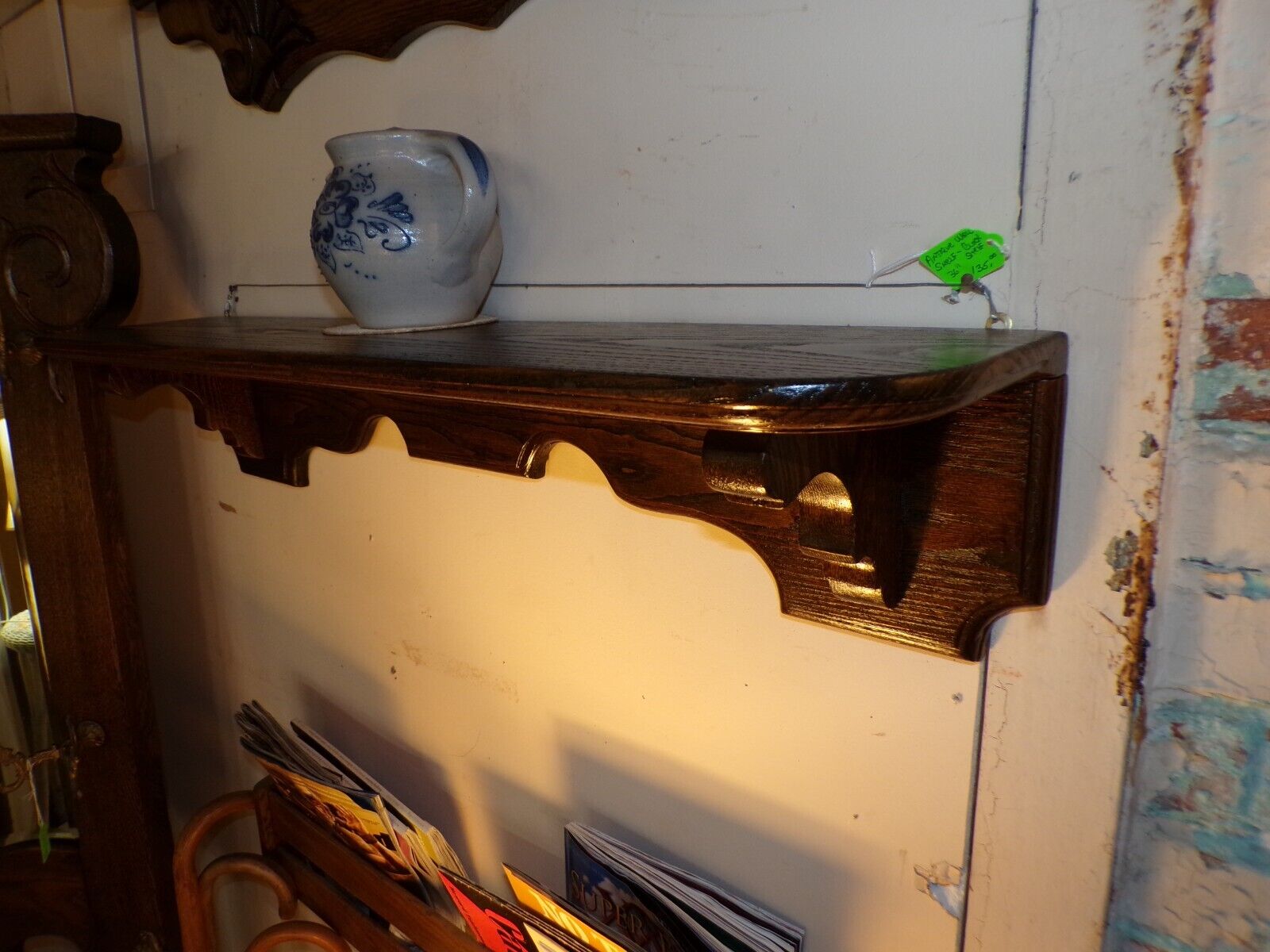 Refinished 36" Antique Pine Wall Shelf Clock Shelf