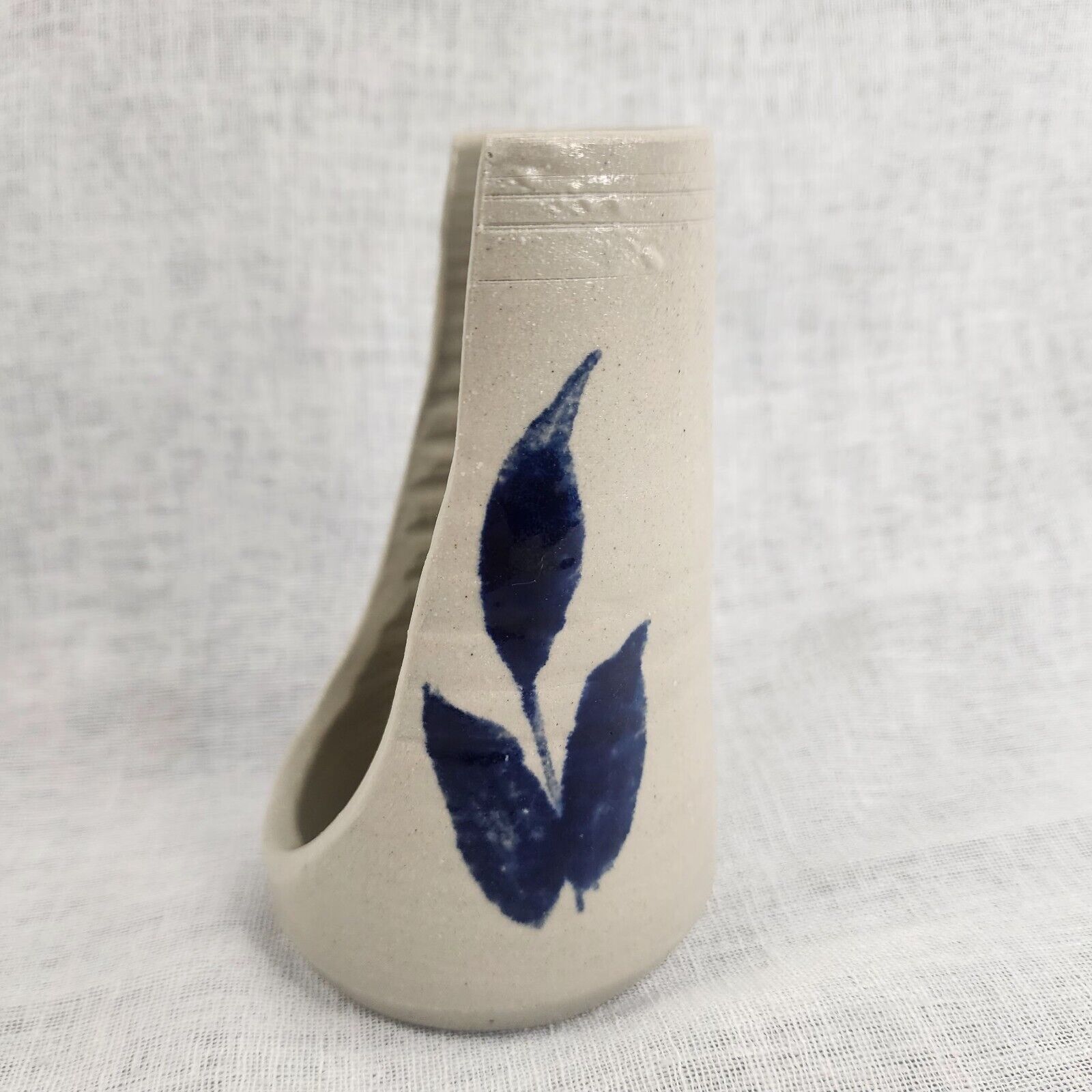 Blue Salt Glaze Williamsburg Pottery Wall Sconce Candle Holder