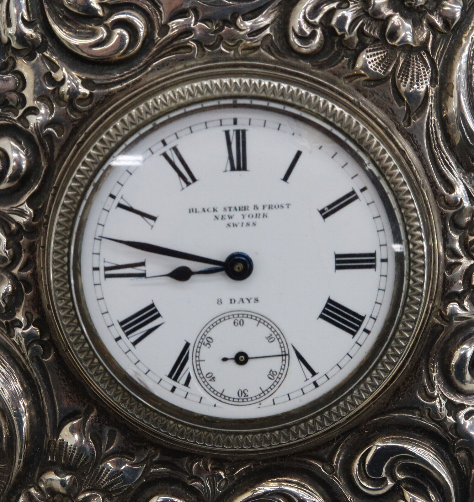 Antique Swiss Sterling Silver Clock Paperweight, c. 1900