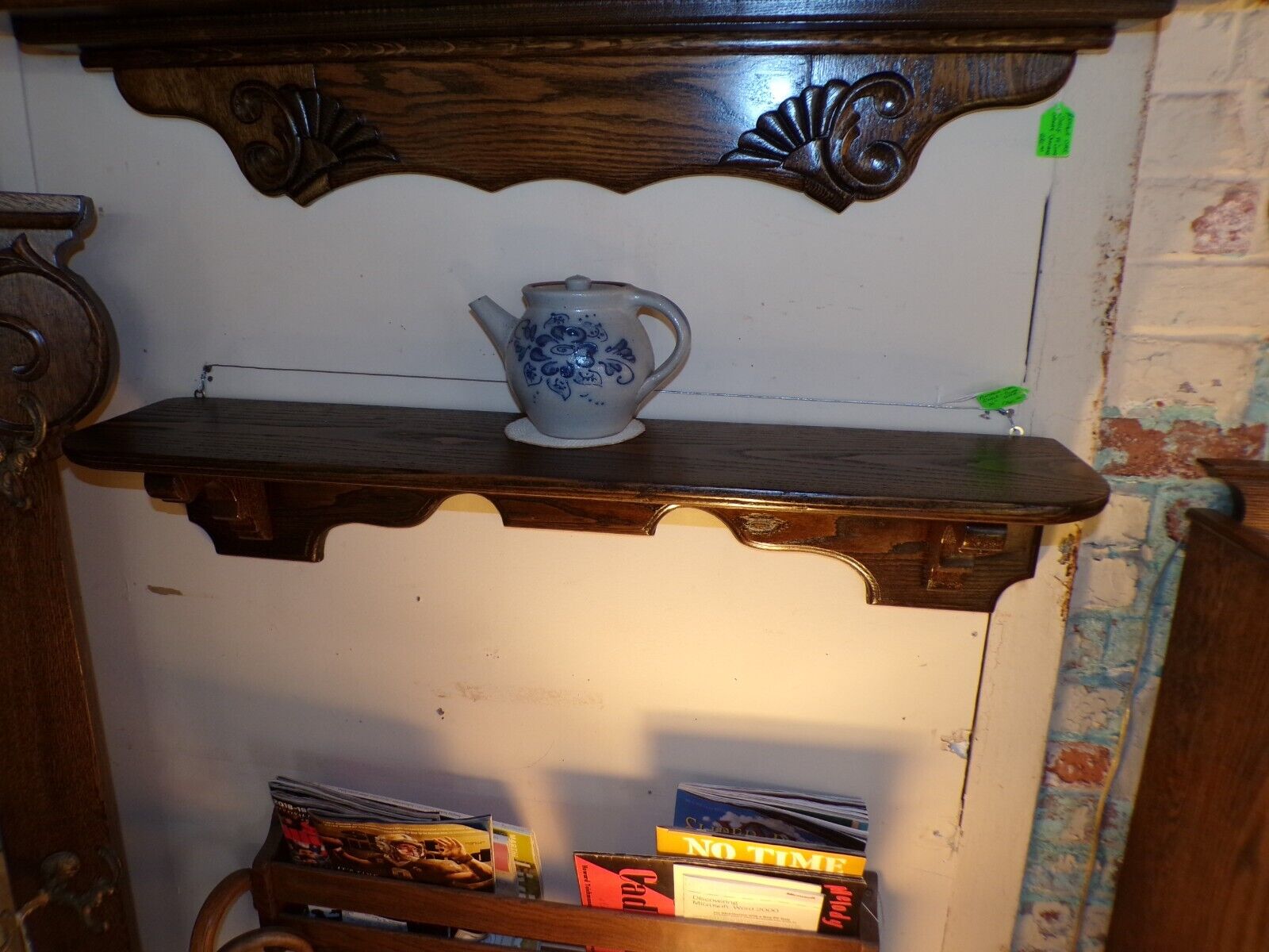 Refinished 36" Antique Pine Wall Shelf Clock Shelf