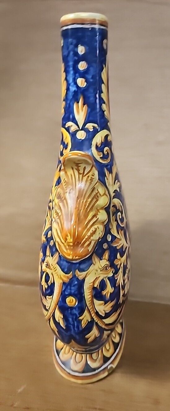 Italian Griffin Porcelain Flask Vase Antique 10.25