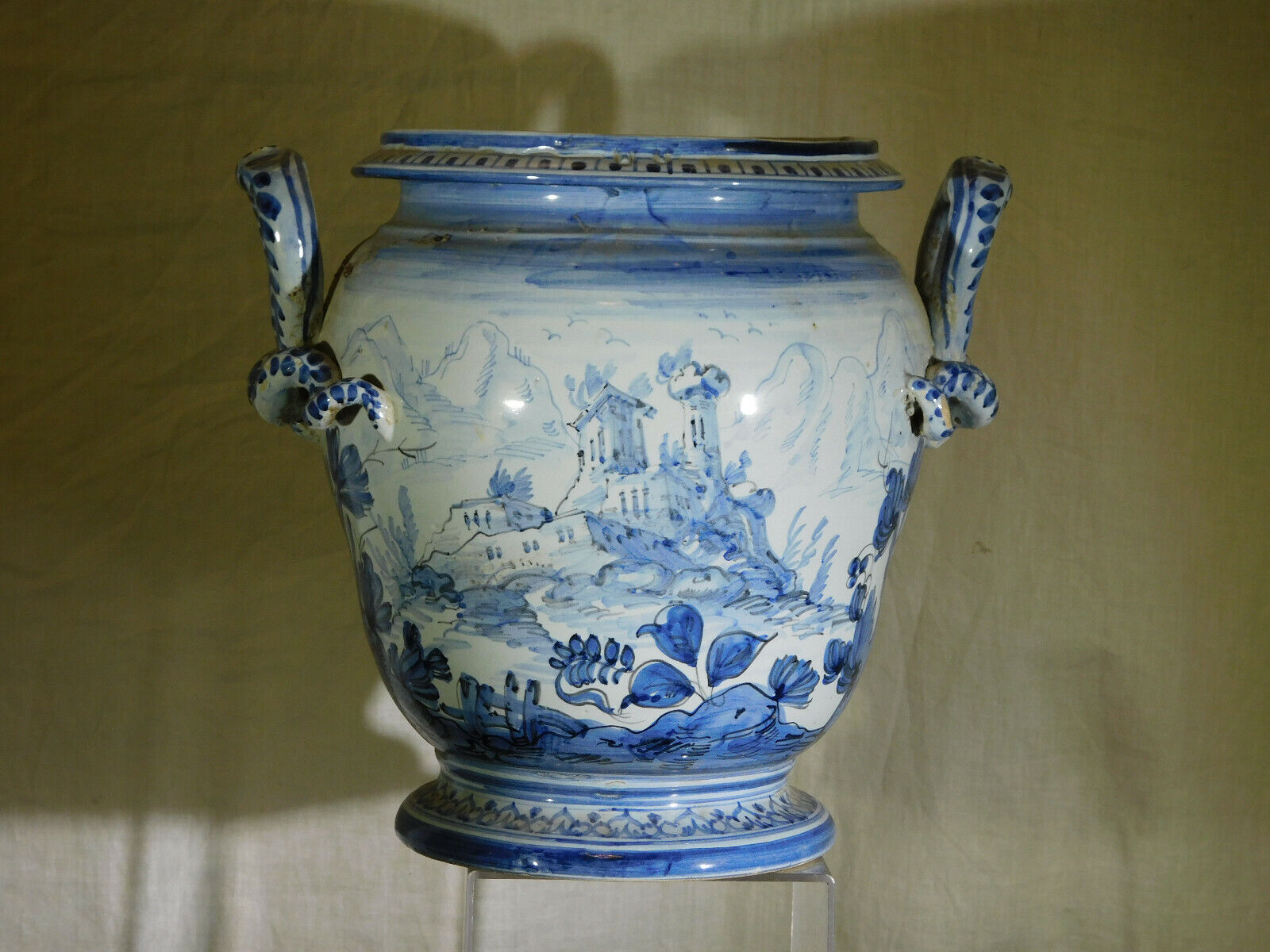 18th Century Hand-Painted Italian Planter/Vase by Guidobono