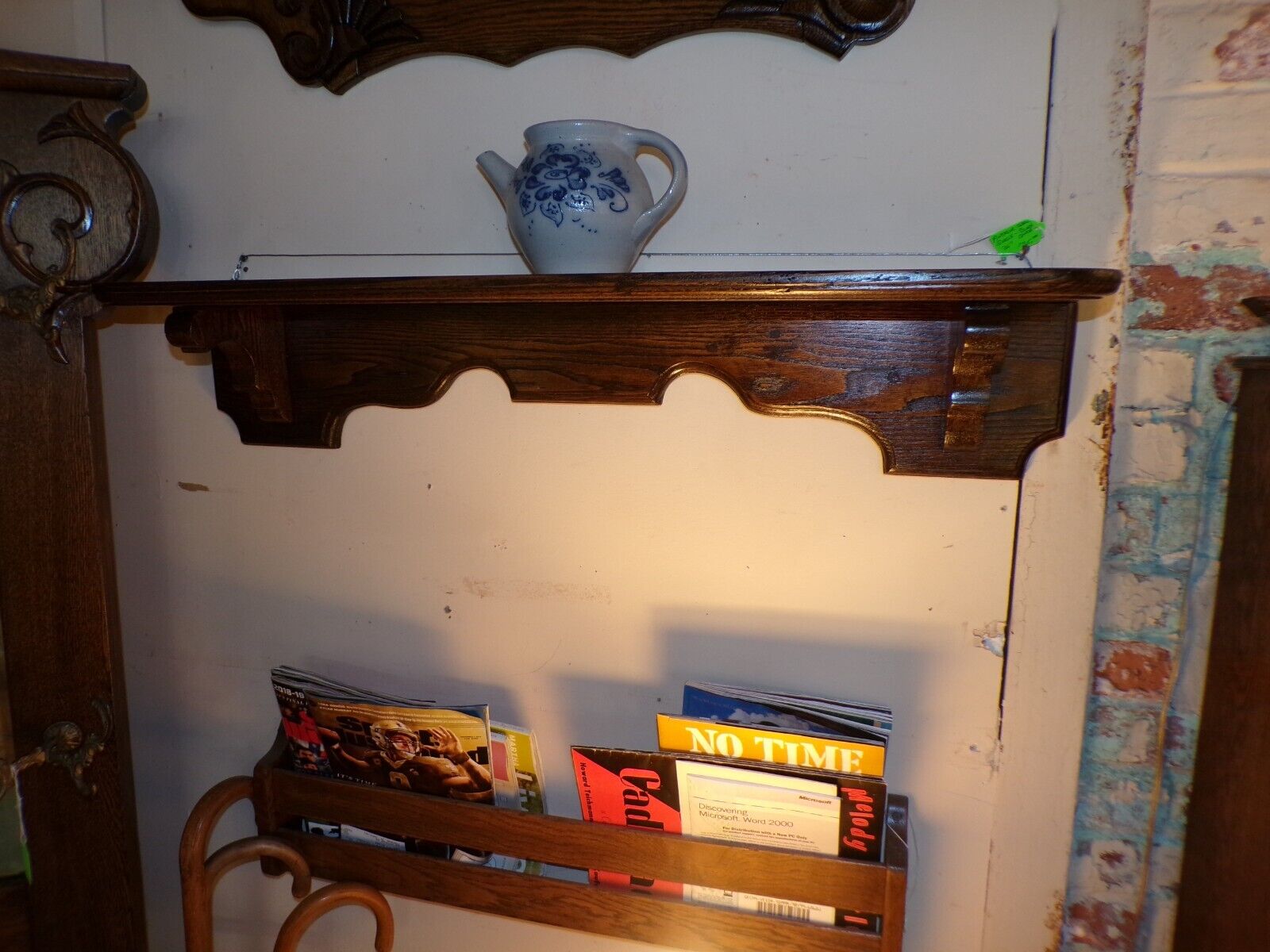 Refinished 36" Antique Pine Wall Shelf Clock Shelf