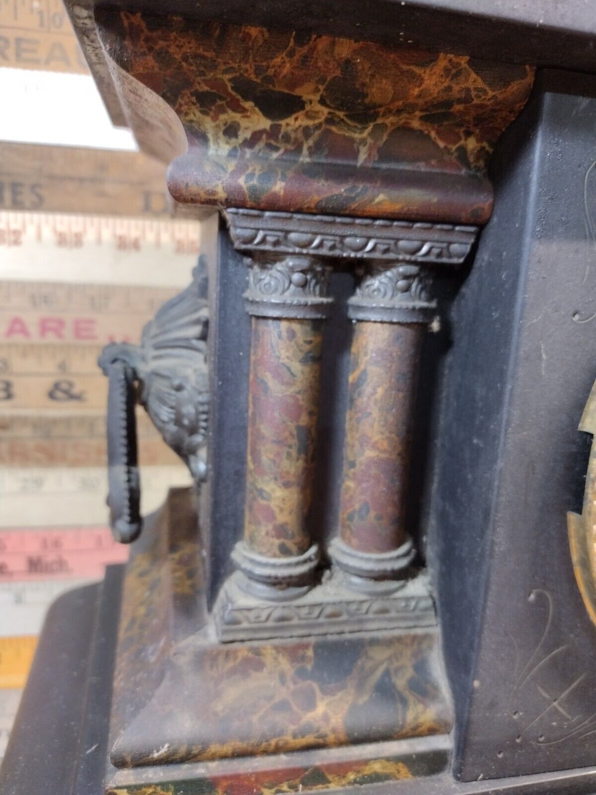1900s EN Welch Sessions Mantle Clock with Dragon Detail