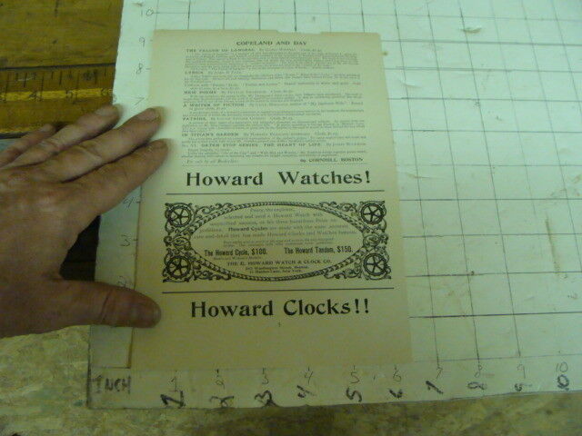 1800's Howard Watches & Clocks Letterpress Cycle Original