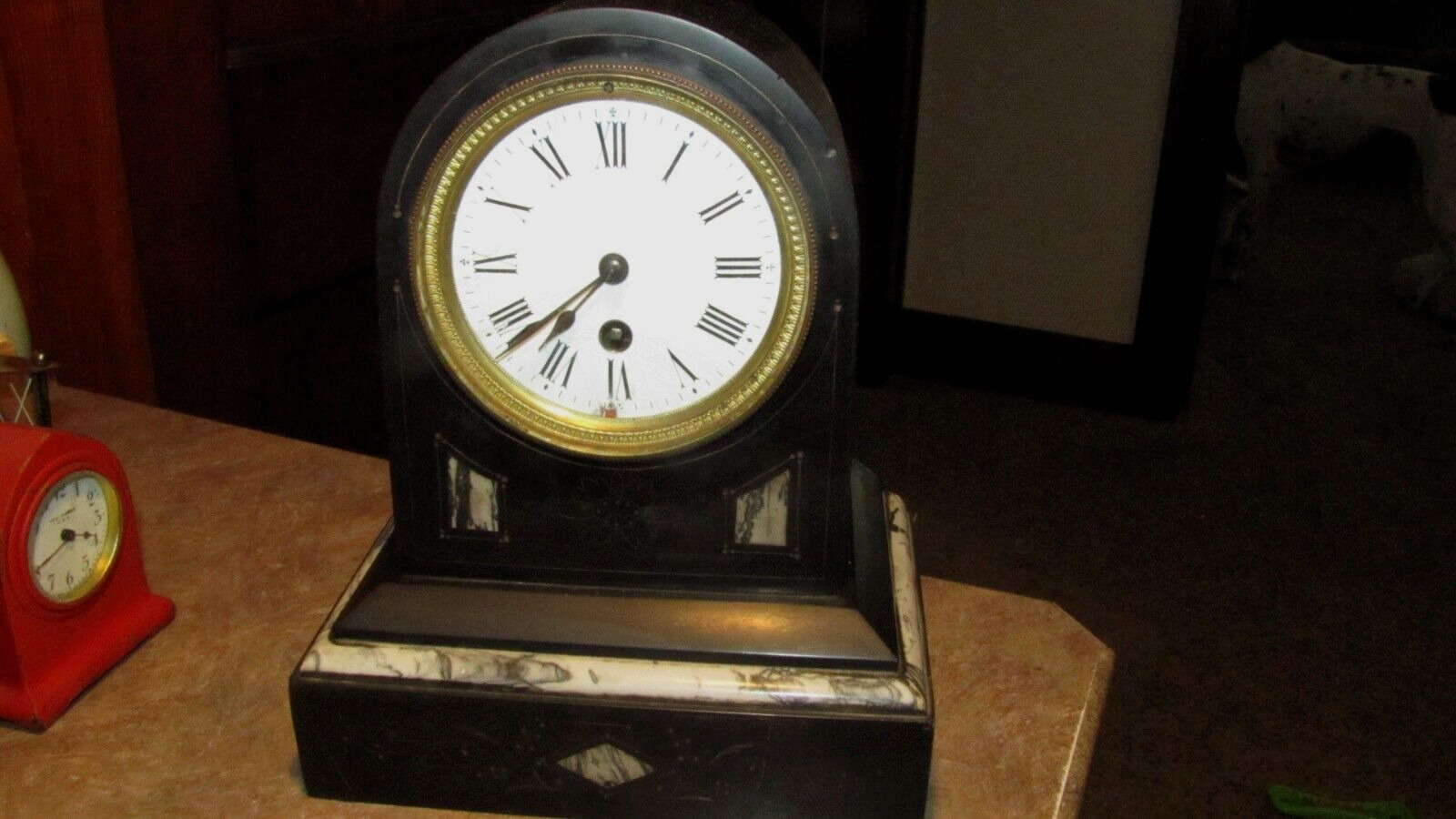 1800's Marble Inlaid Japy Freres French Clock