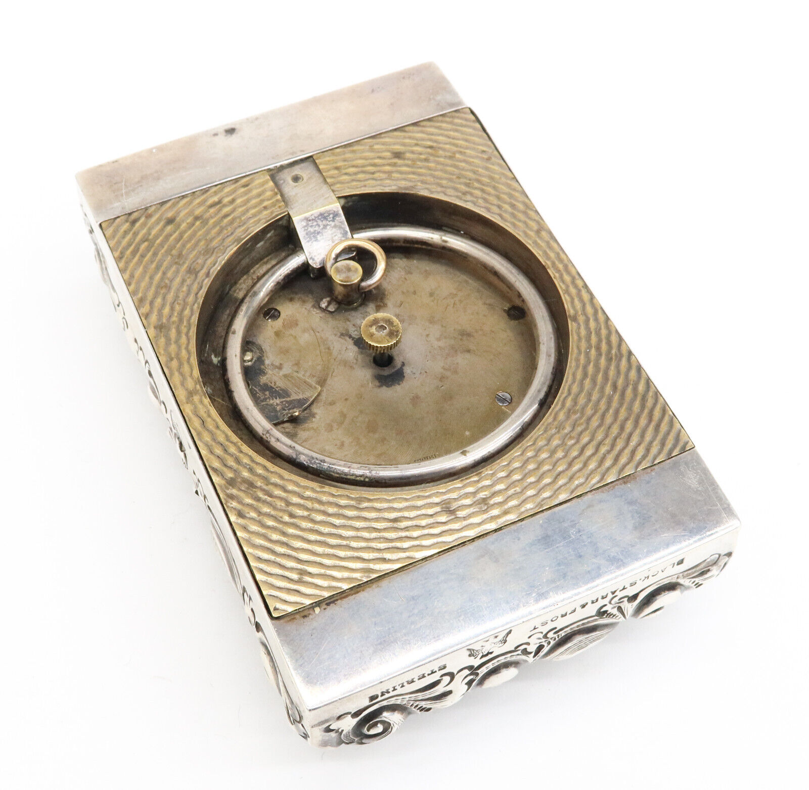 Antique Swiss Sterling Silver Clock Paperweight, c. 1900