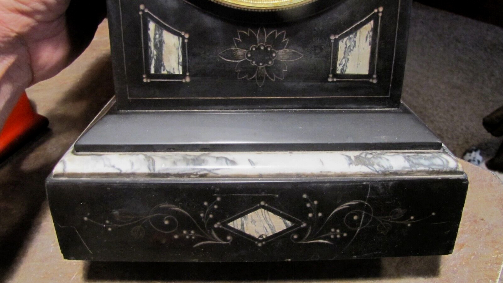 1800's Marble Inlaid Japy Freres French Clock
