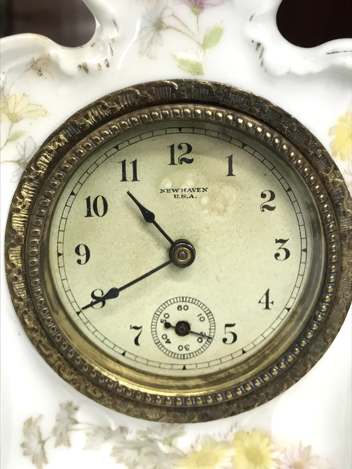 1800s Miniature Victorian Porcelain Wind-Up Mantel Clock