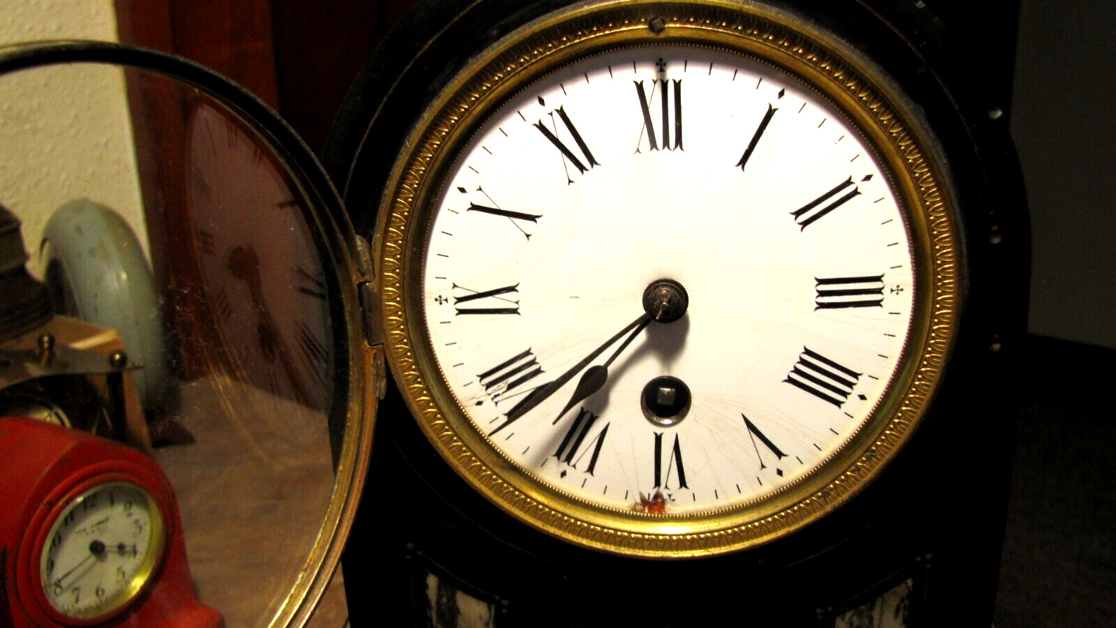 1800's Marble Inlaid Japy Freres French Clock