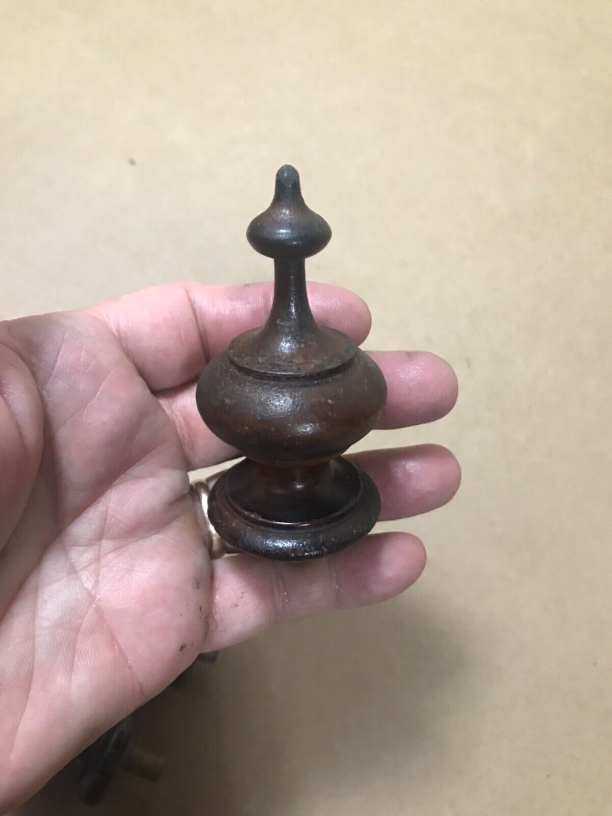 19th Century Mahogany Clock/Bed Finial With Original Patina