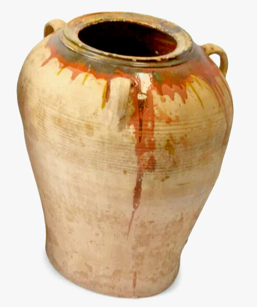 French Glazed 17th Century Antique Terra Cotta Jar