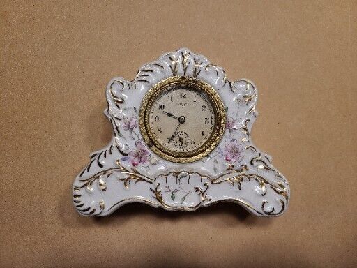 1800s NEW HAVEN Miniature Victorian Porcelain Mantel Clock