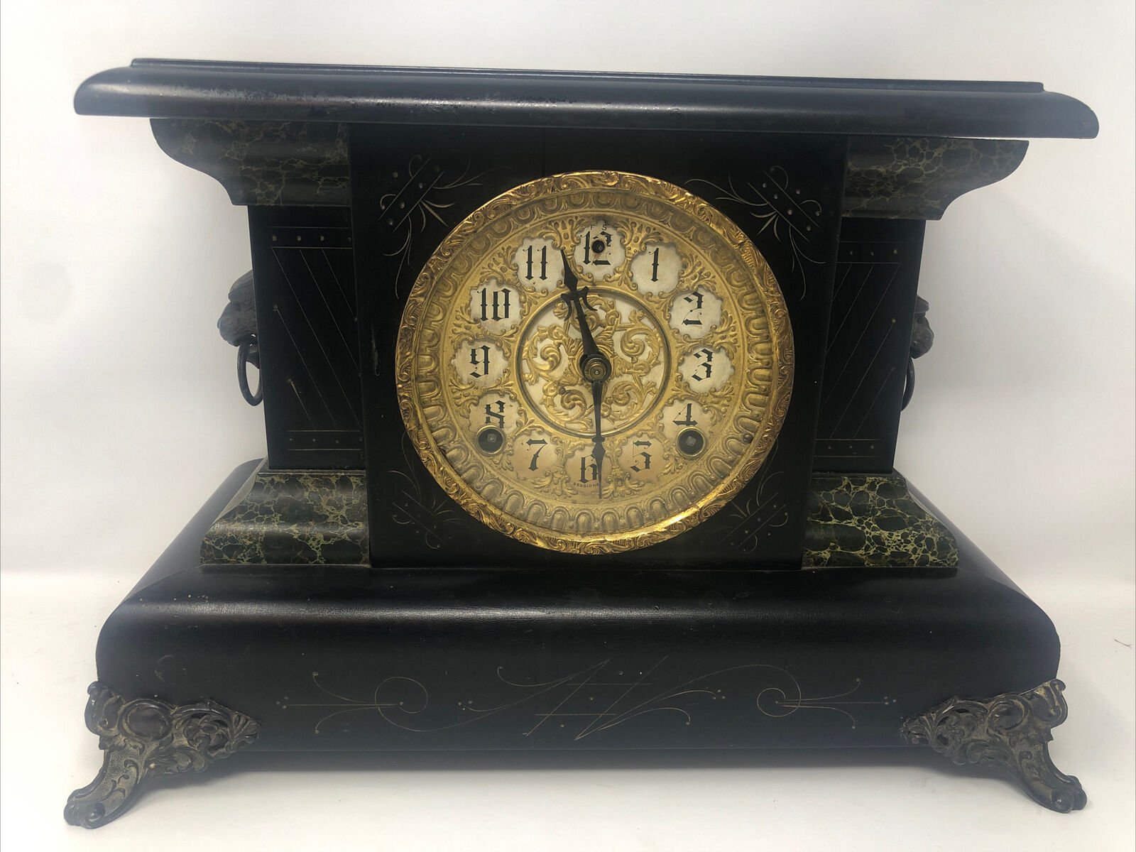 1900s Sessions Clock Co Mantle Clock with Cathedral Gong