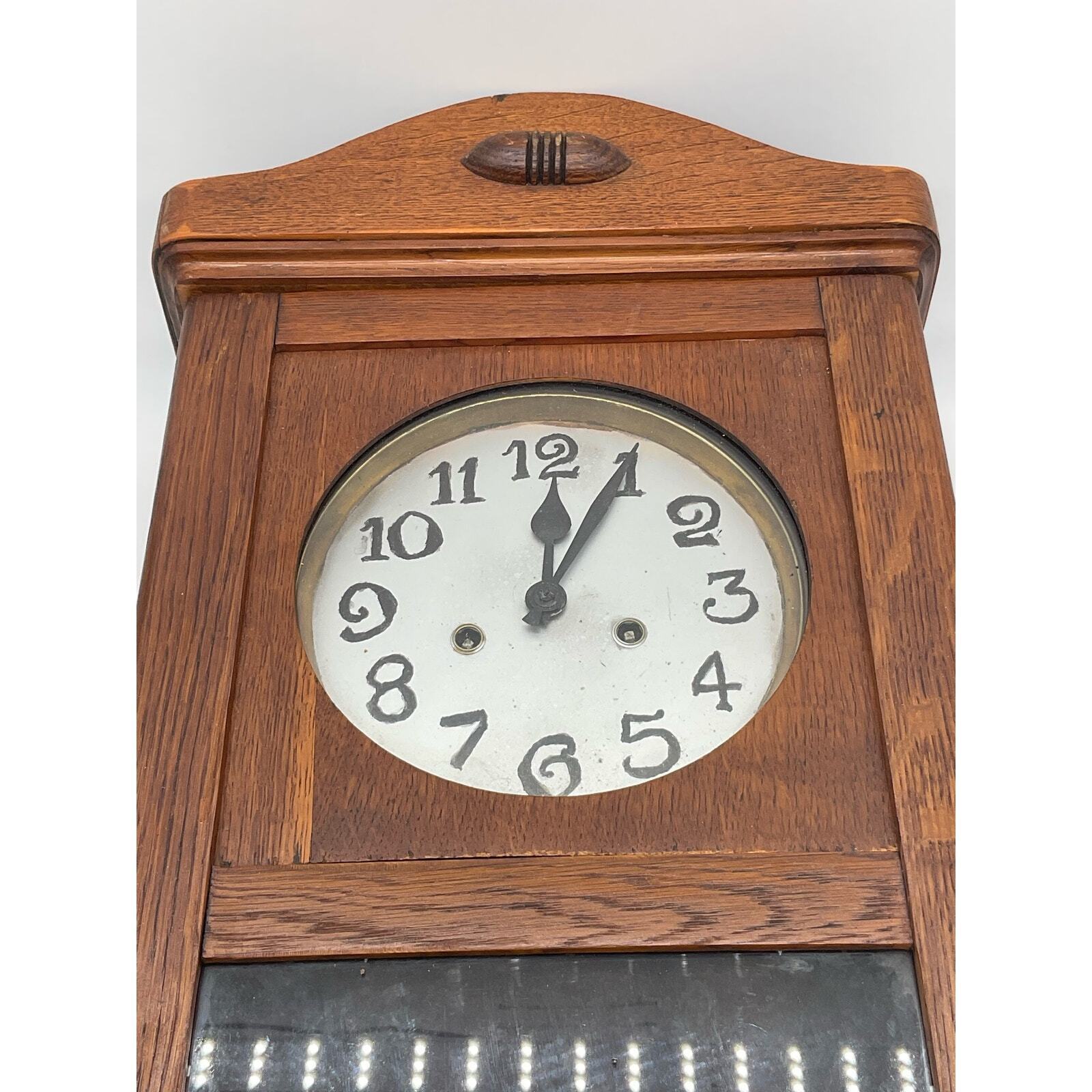European 1900s Wooden Wall Clock - Vintage Antiques
