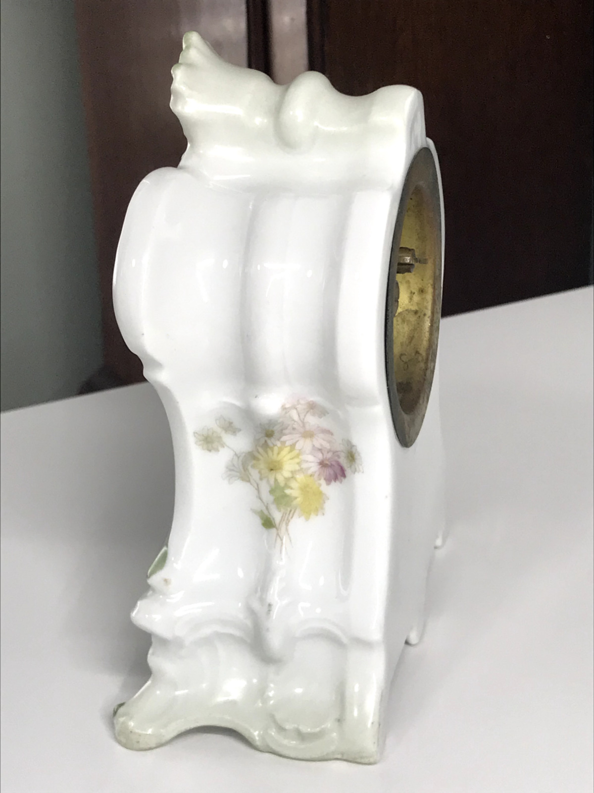 1800s Miniature Victorian Porcelain Wind-Up Mantel Clock