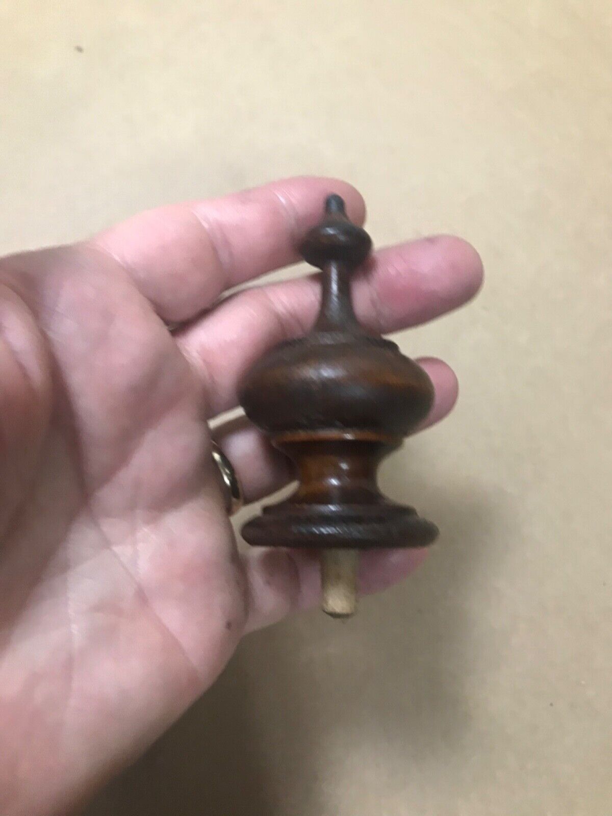19th Century Mahogany Clock/Bed Finial With Original Patina