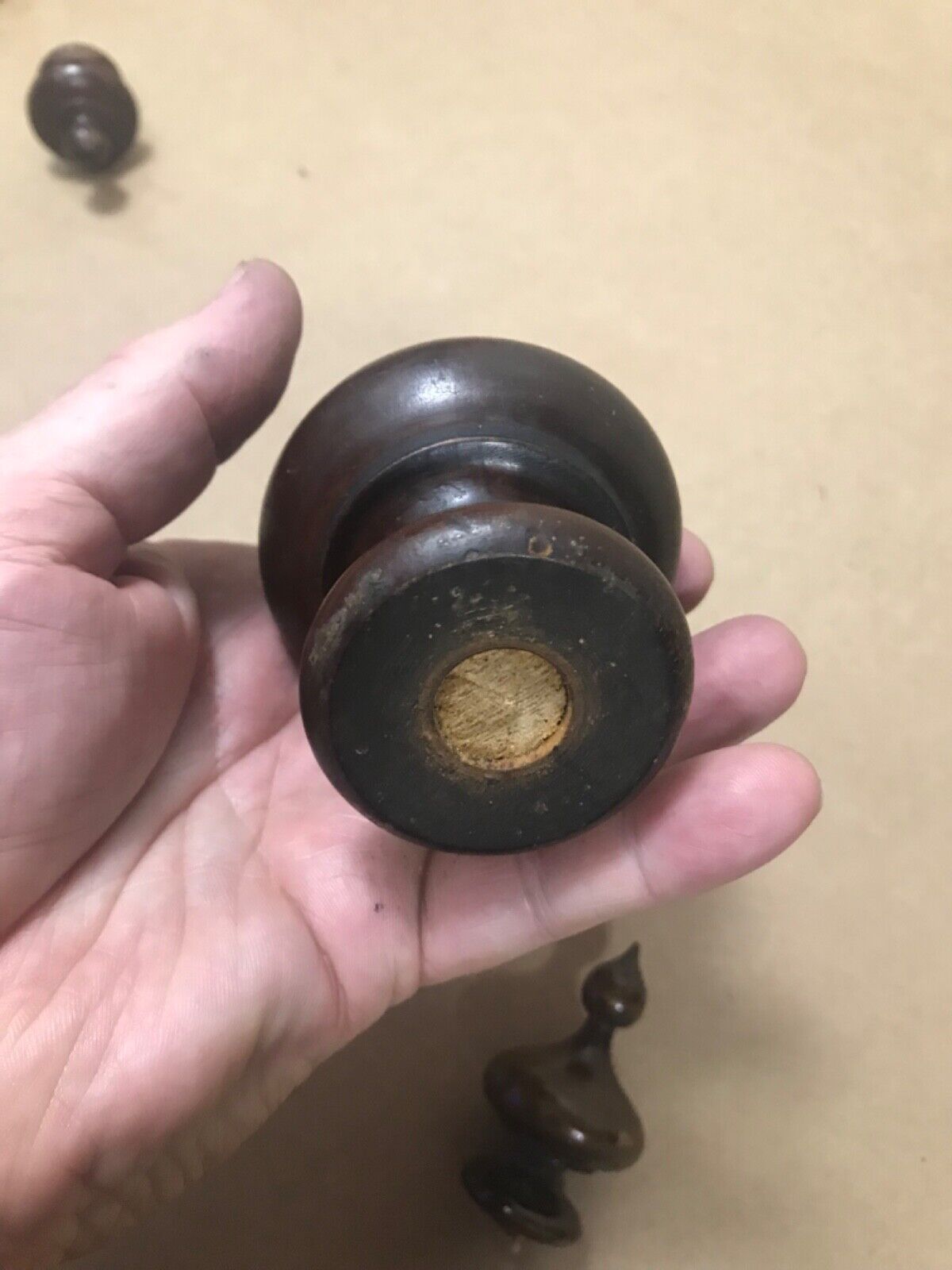 19th Century Antique Mahogany Finial Turned Clock/Bed Finial