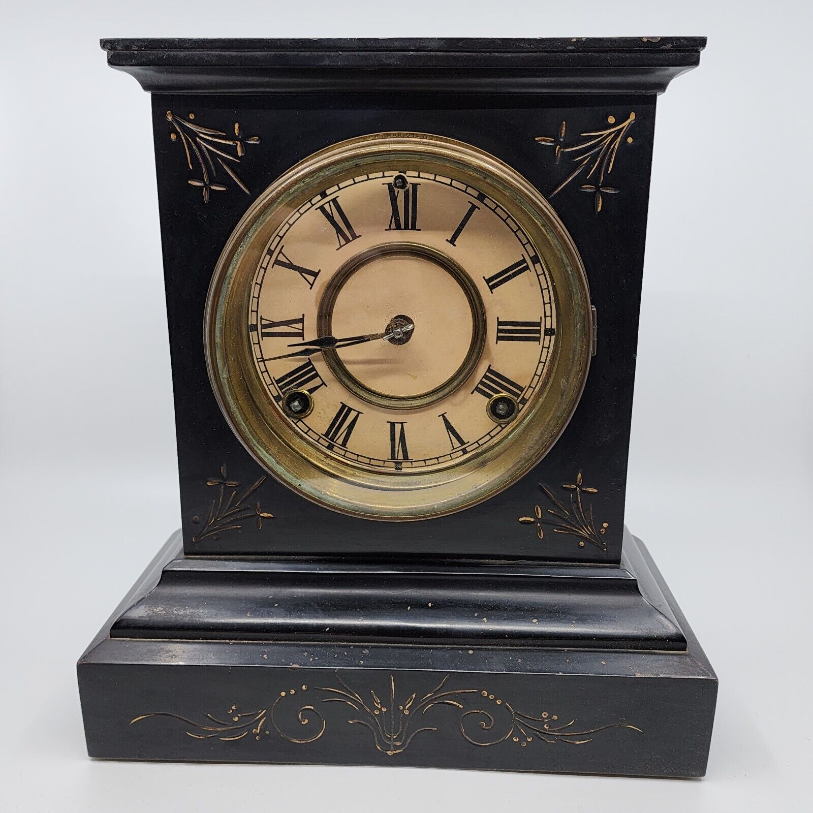 Antique Ansonia Cast Iron Mantle Clock Victorian Era
