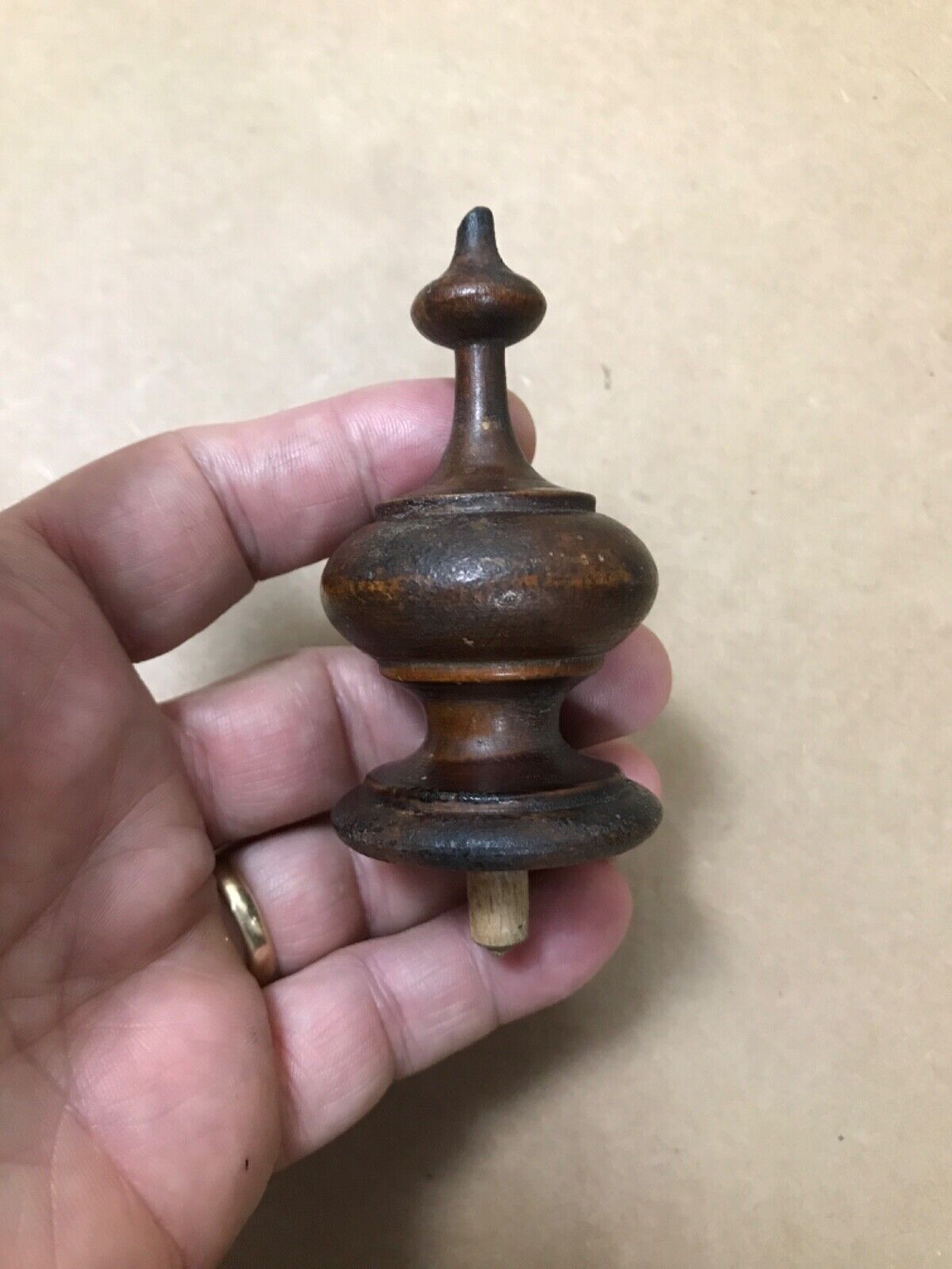 19th Century Mahogany Clock/Bed Finial With Original Patina