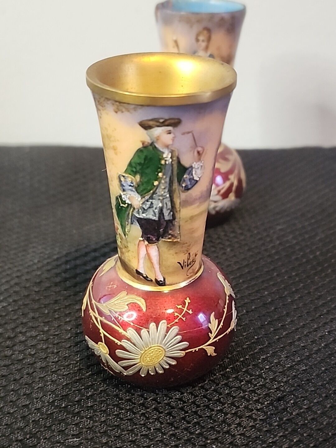 Pair of Rare 1800s Miniature French Limoge Vases