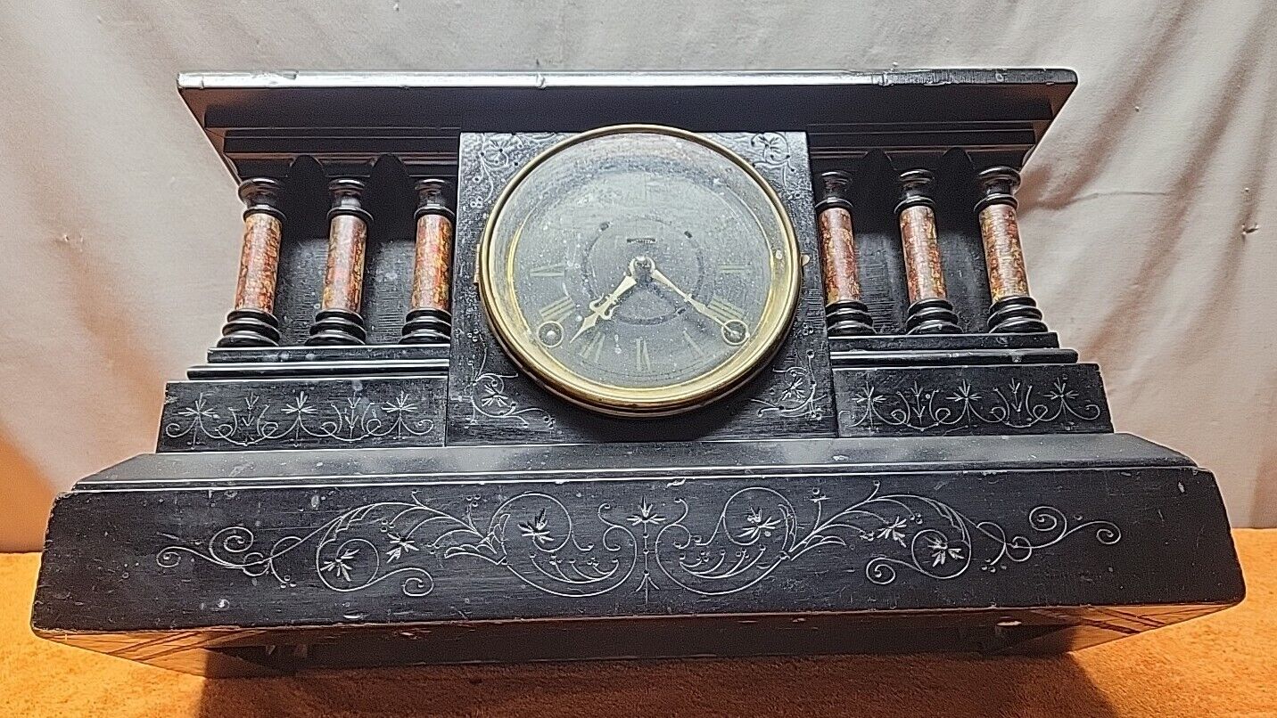 Elegant 1900s Ingham Adamantine Mantle Clock - Vintage