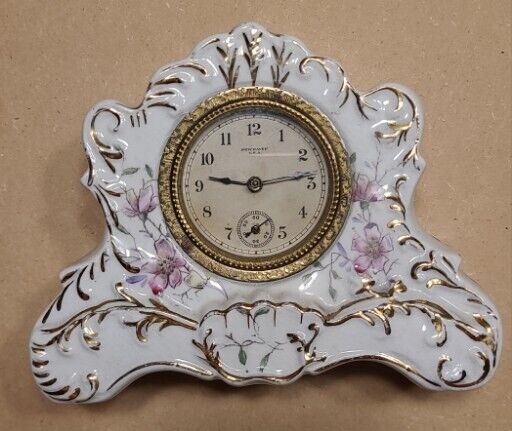 1800s NEW HAVEN Miniature Victorian Porcelain Mantel Clock