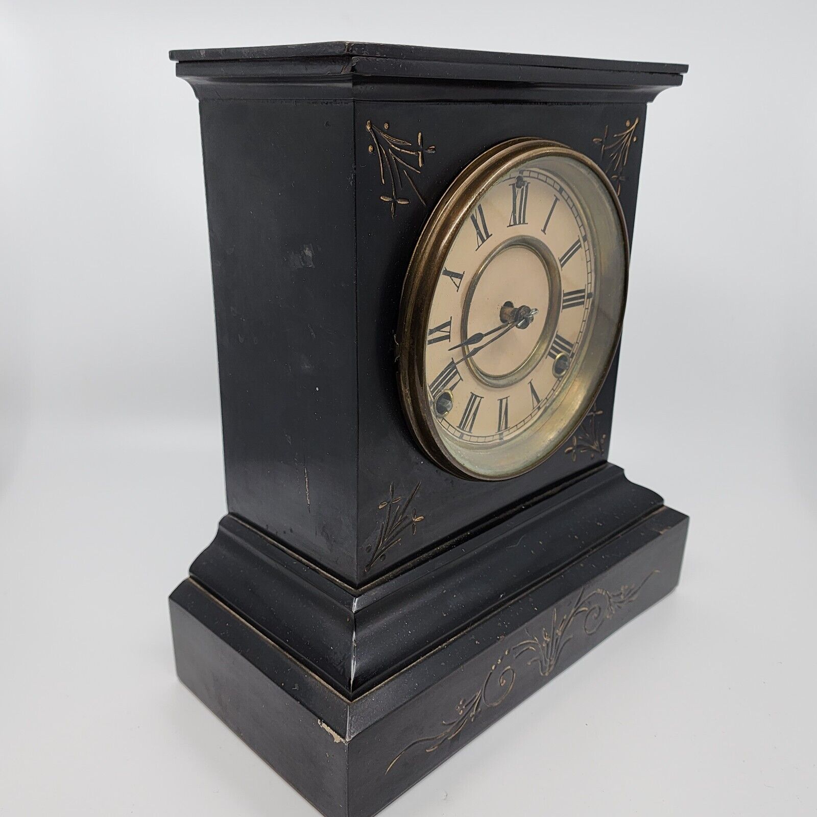 Antique Ansonia Cast Iron Mantle Clock Victorian Era