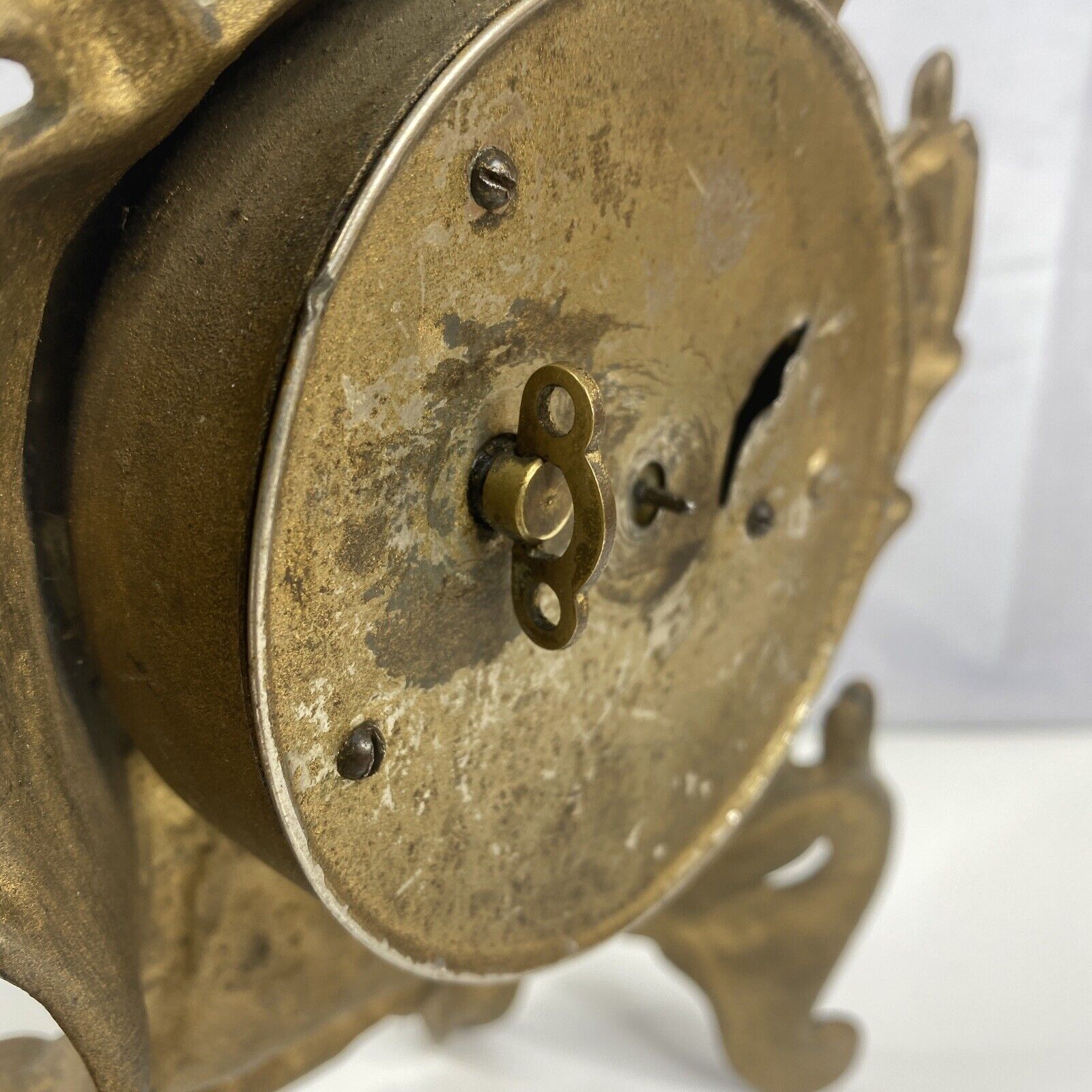 Early 1900's Brass Shelf Mantel Clock with Cherubs