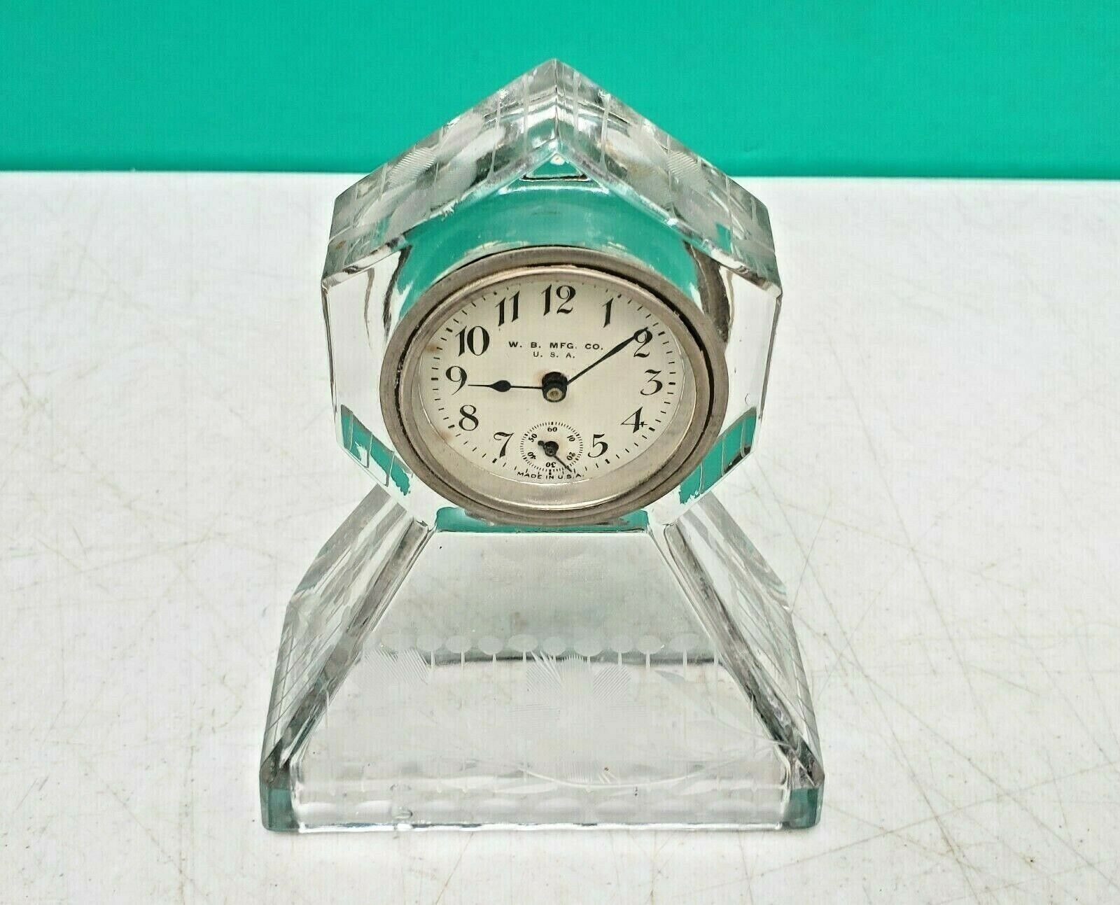 Early 1900s Antique Cut Glass Floral Desk Clock